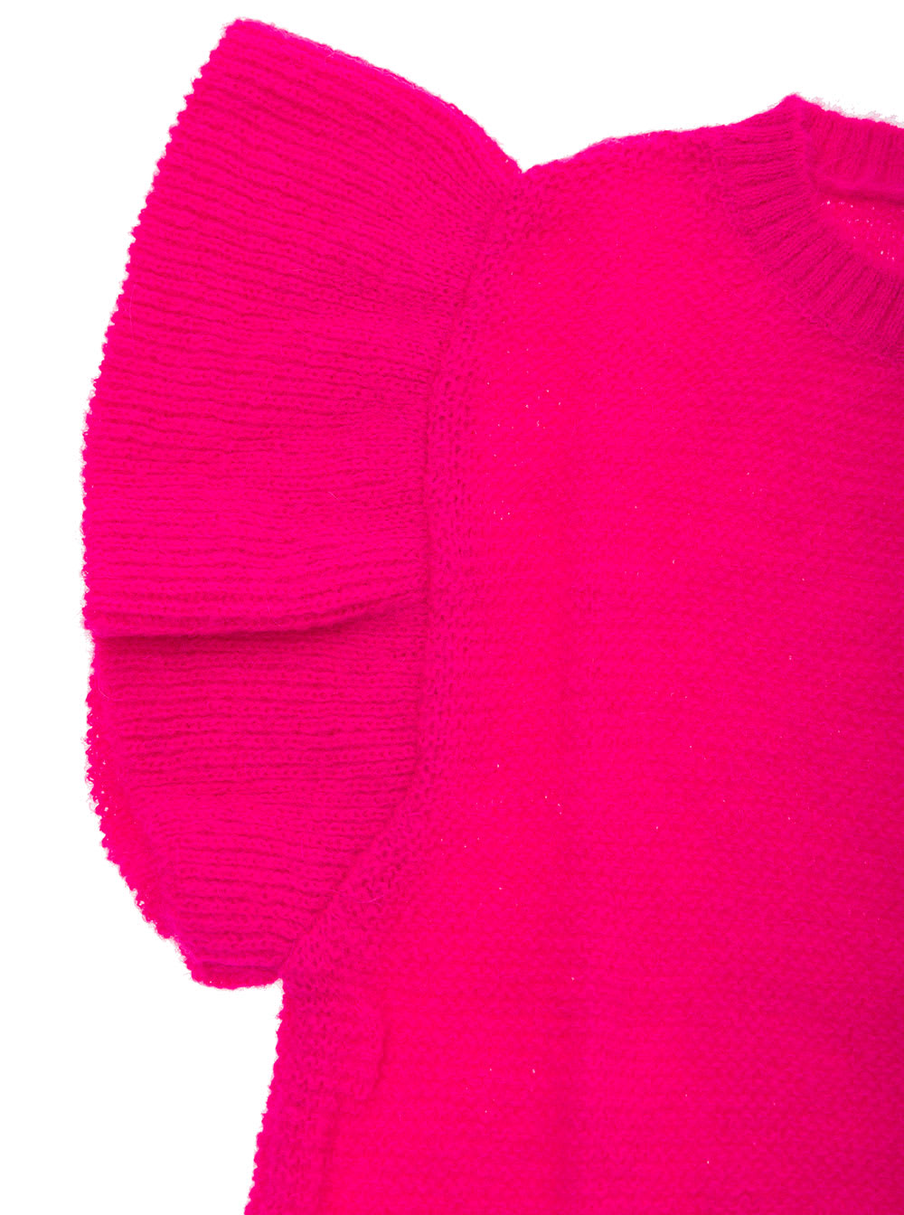 Shop Emile Et Ida Fuchsia Sweater With Ruffle Detail In Polyamide And Alpaca Blend Girl In Fuxia