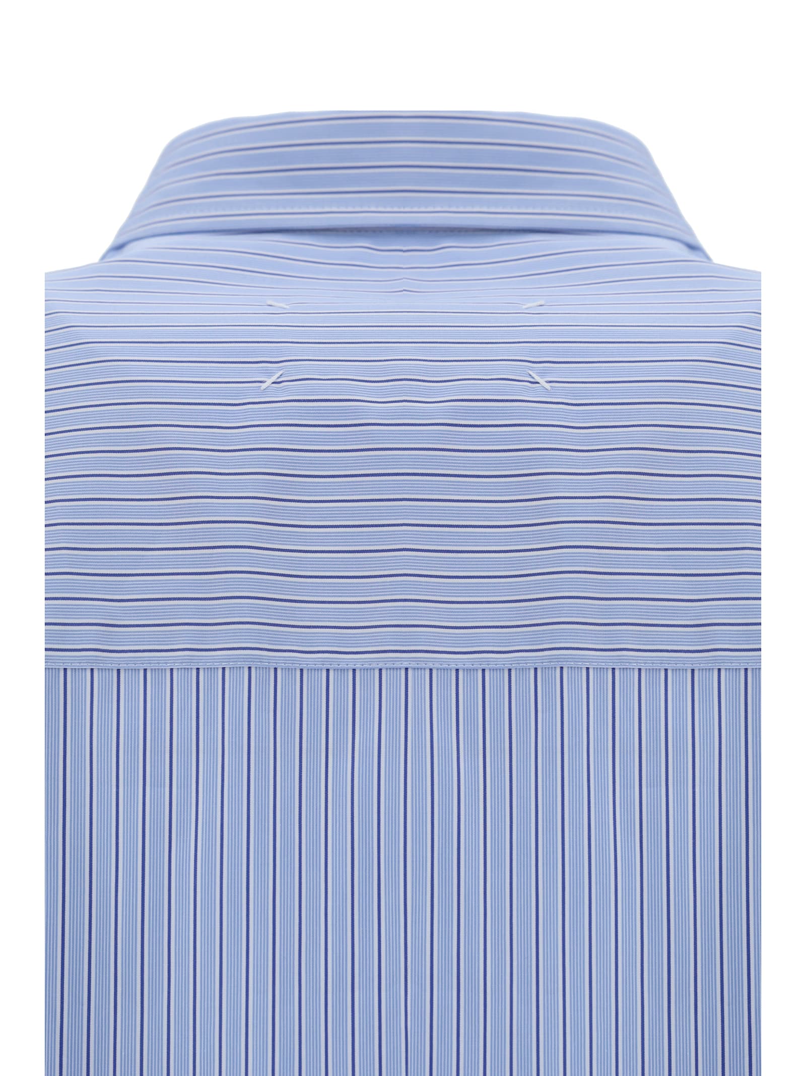 Shop Maison Margiela Shirt In White & Blue Stripes