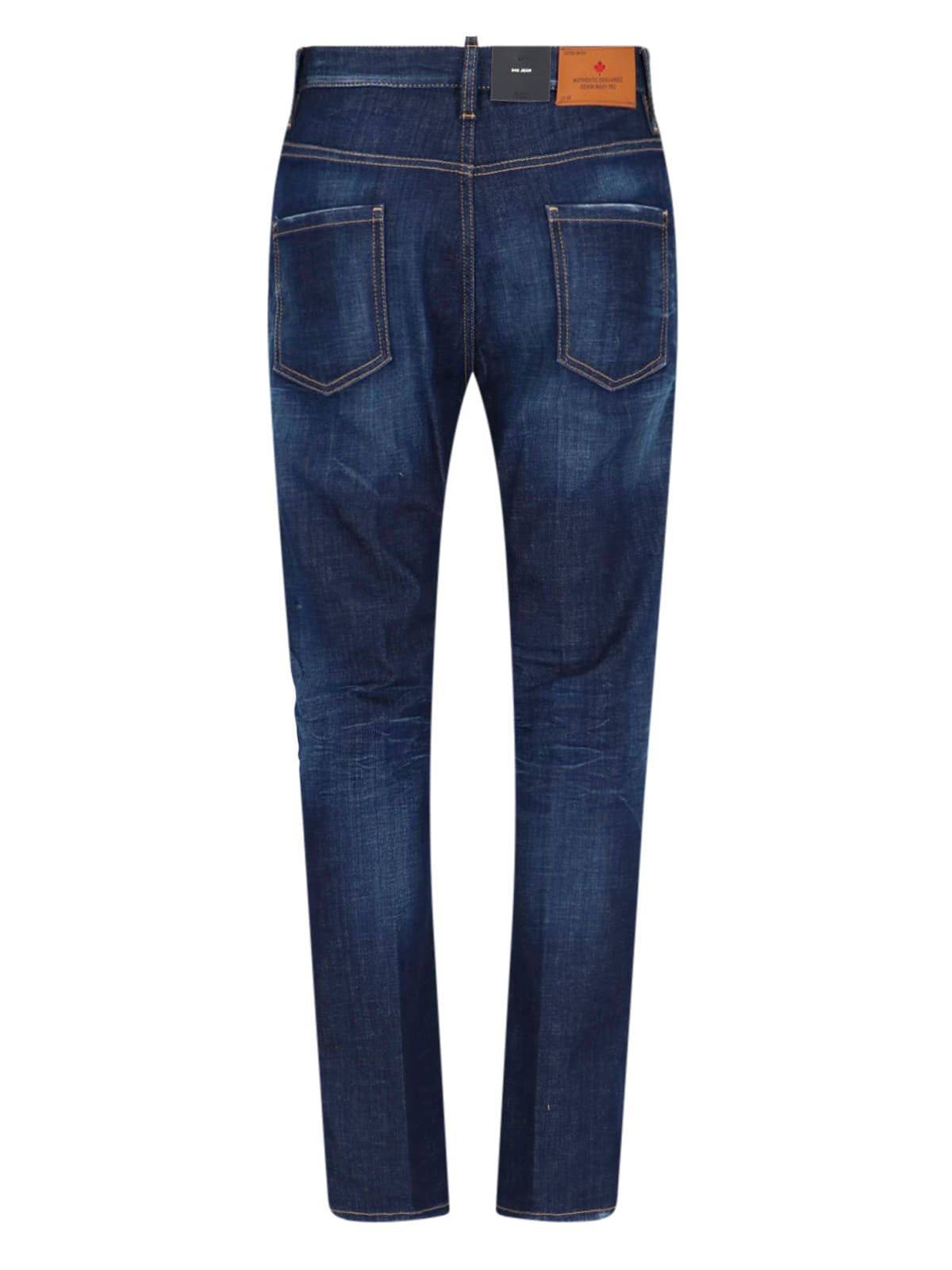 Dsquared2 Blue Jeans With Belt Loops And Logo Patch On The Rear In Blu