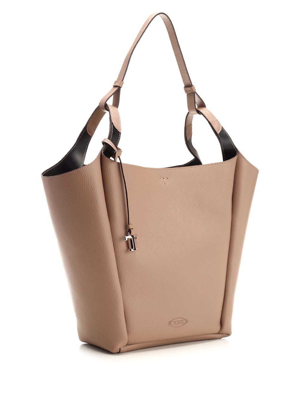 Shop Tod's Leather Bucket Bag In Beige