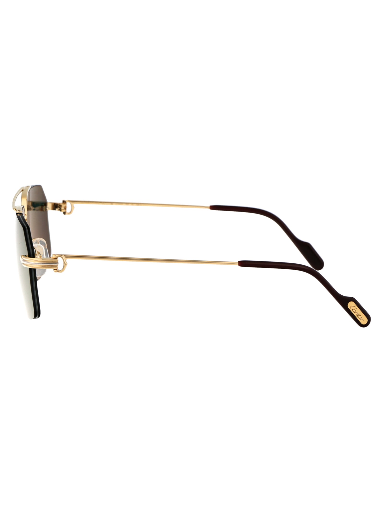 Shop Cartier Ct0426s Sunglasses In 002 Gold Gold Green