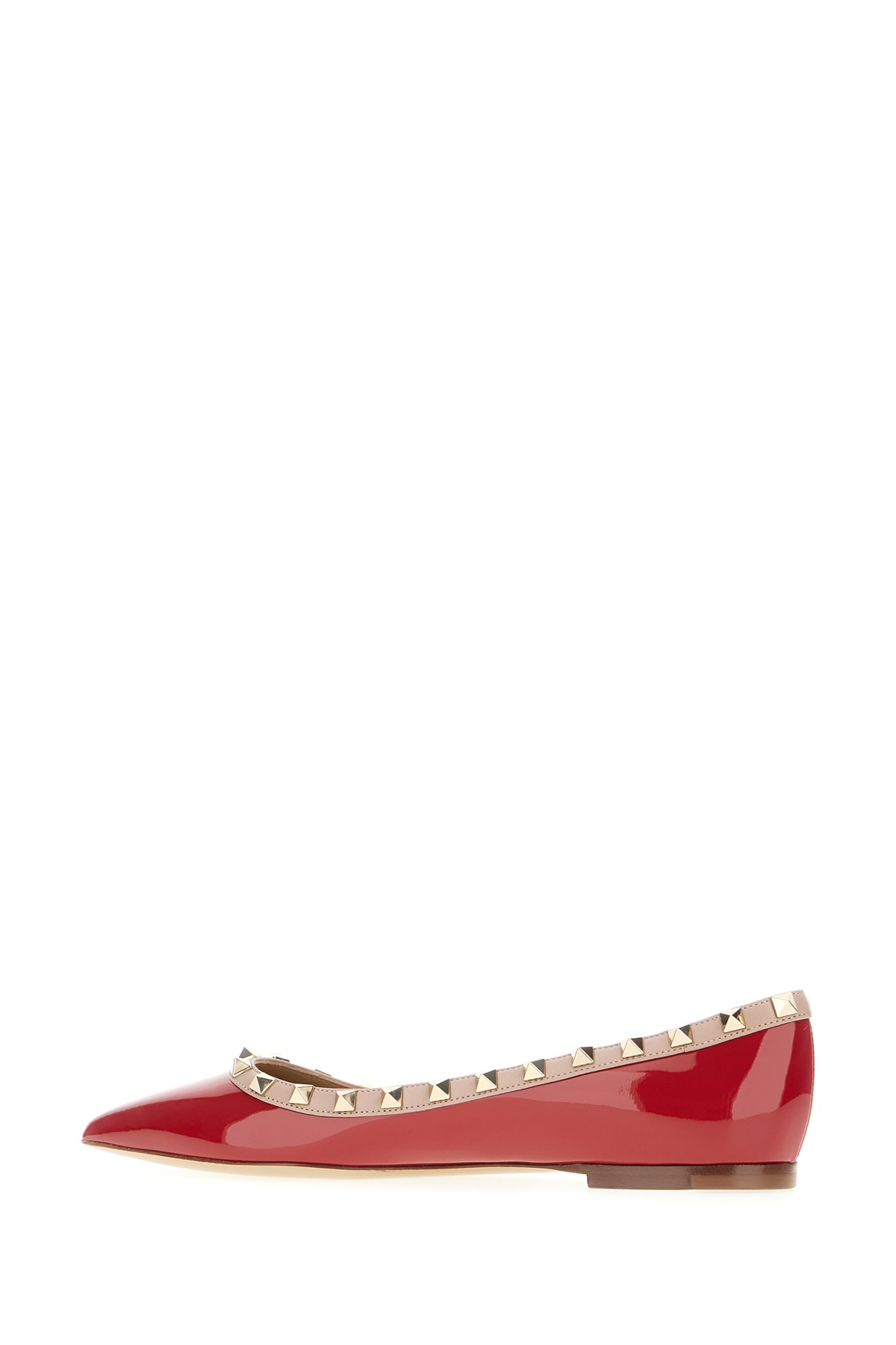 Shop Valentino Red Leather Rockstud Ballerinas In Rosso V