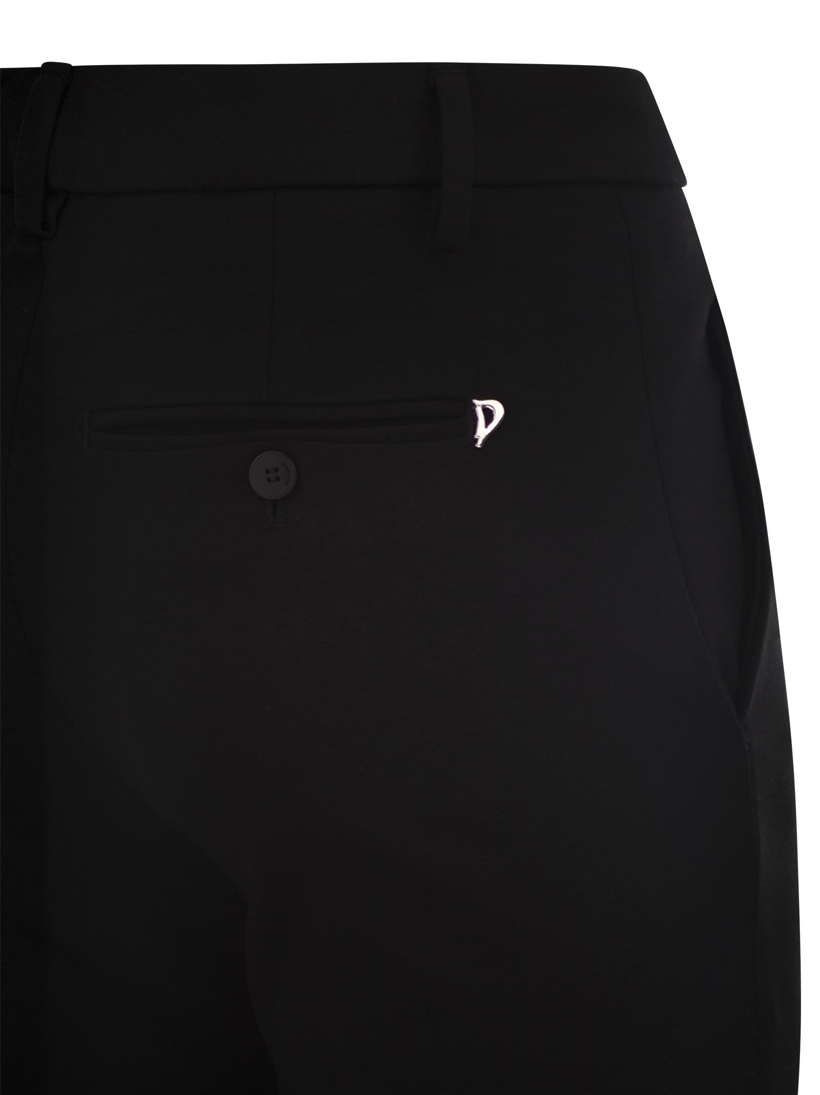 Dondup Single-row Buttoned Tapered Casual Pants In Black