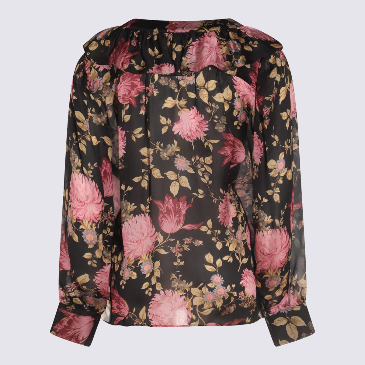 Shop Chloé Black And Multicolor Silk Top
