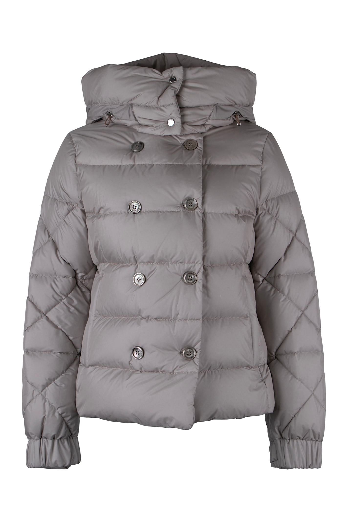 Moorer Collina Hooded Short Down Jacket In Grey