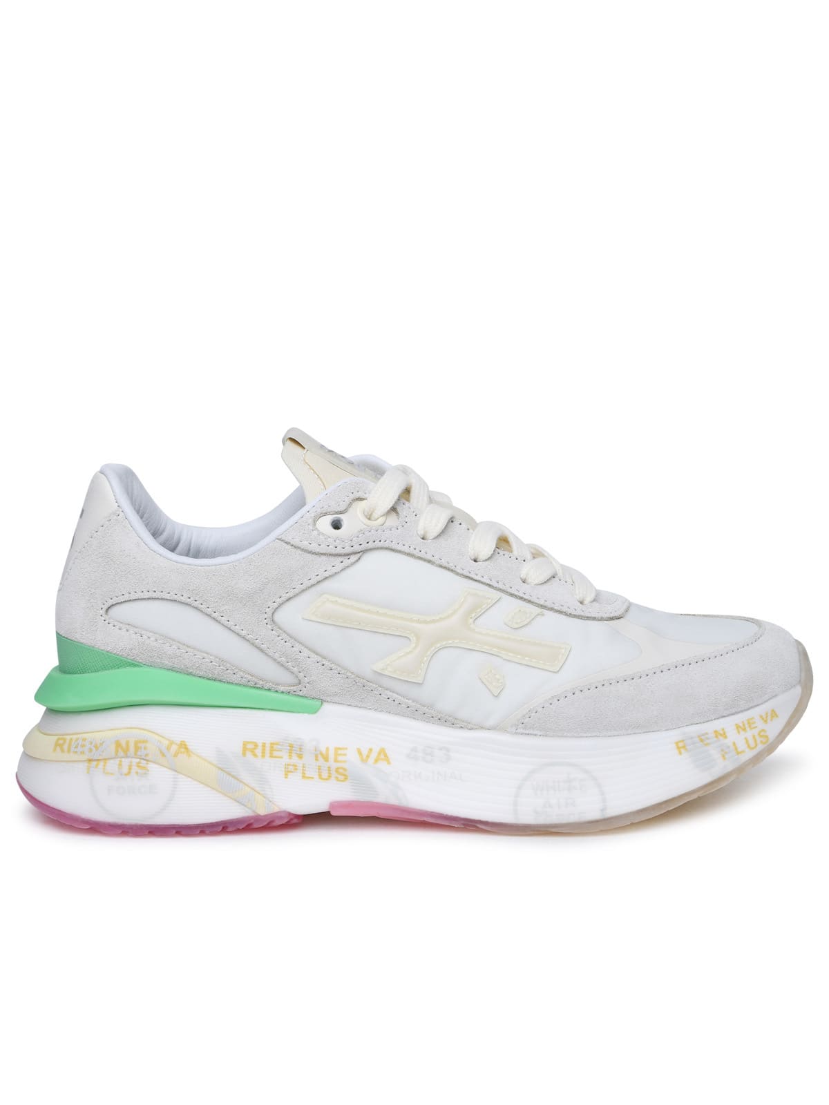 Shop Premiata Moerund White Leather And Fabric Sneakers