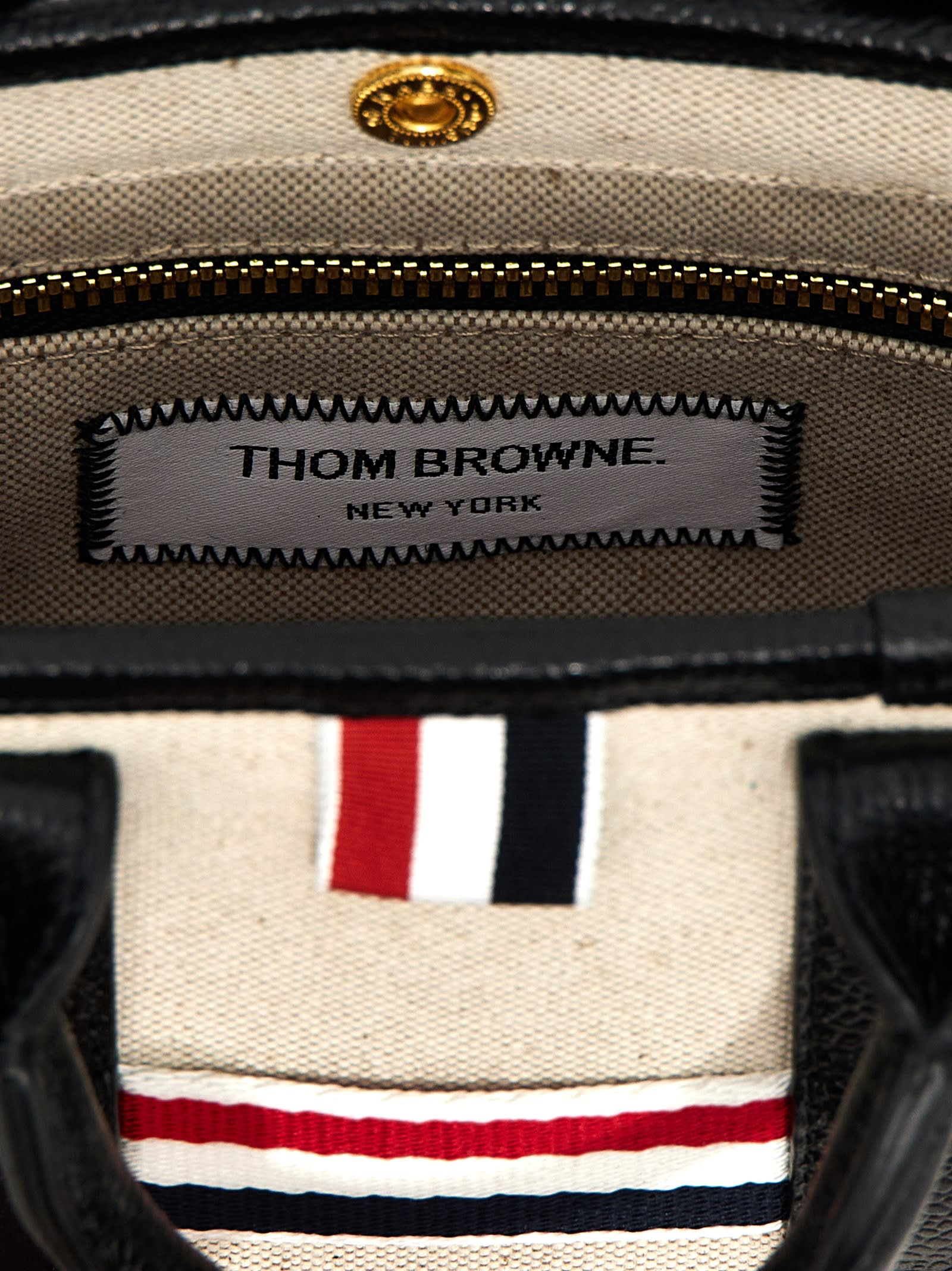 Shop Thom Browne Micro Tool Tote Handbag In Black