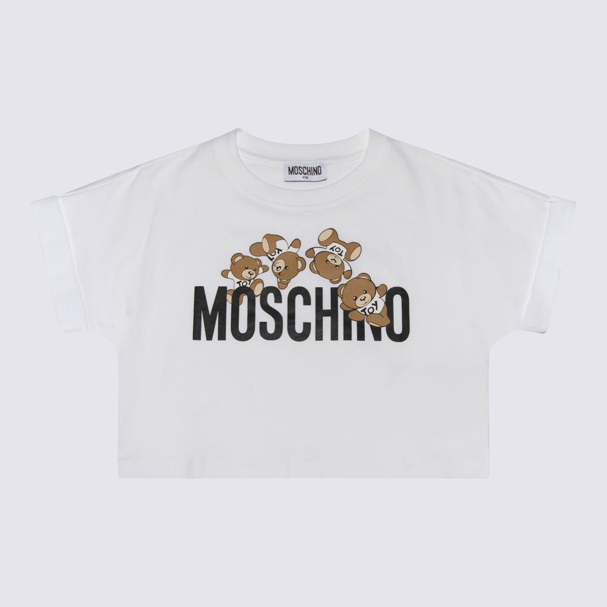 Shop Moschino White Multicolour Cotton Blend T-shirt