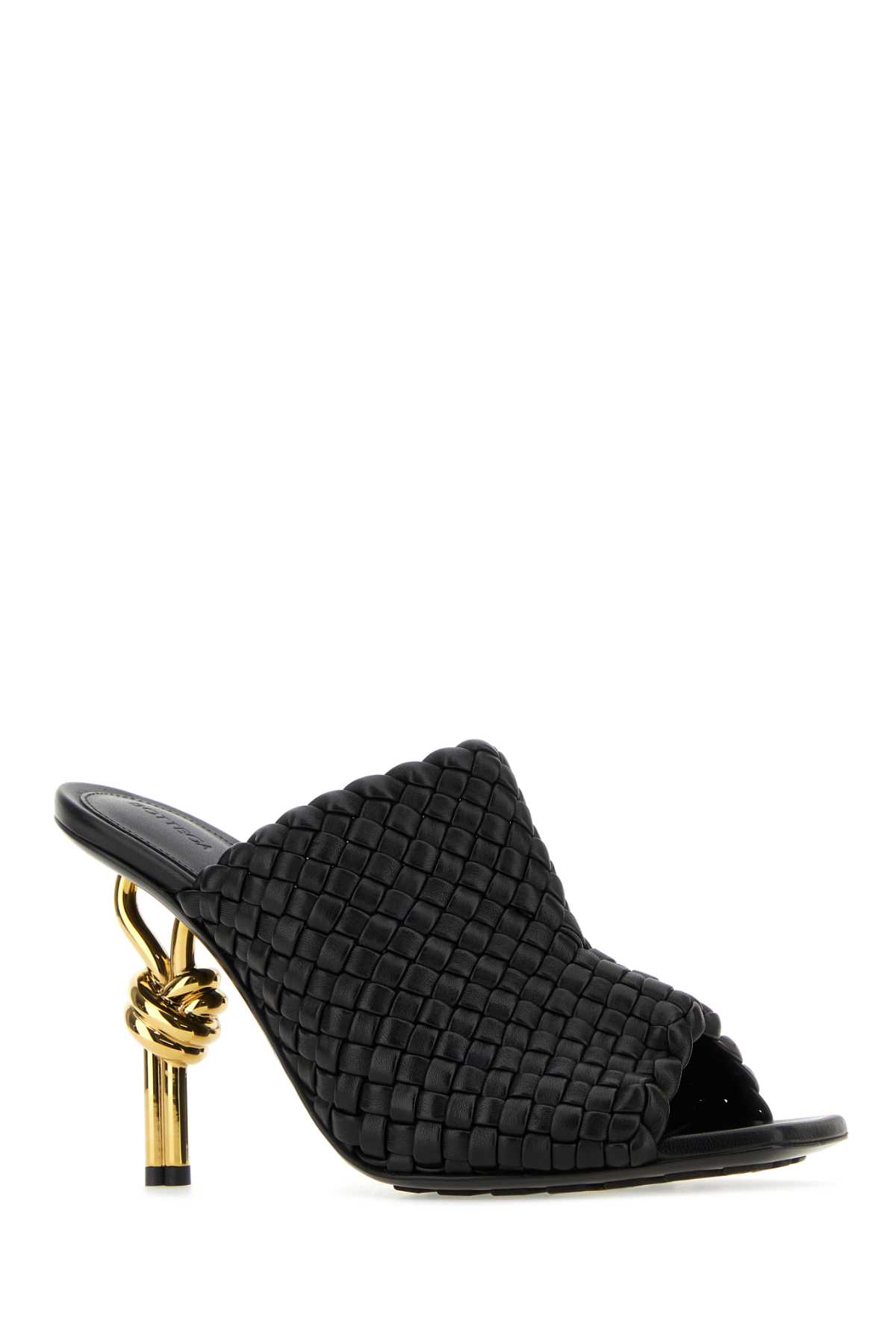 Shop Bottega Veneta Black Leather Knot Mules