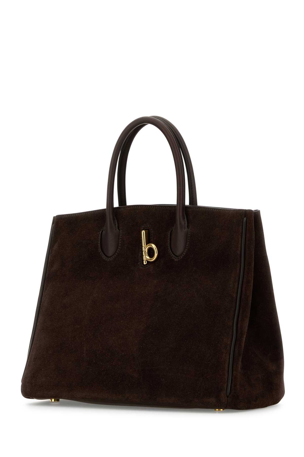 Burberry Brown Suede Small Rocking Horse Handbag In Darkbrown