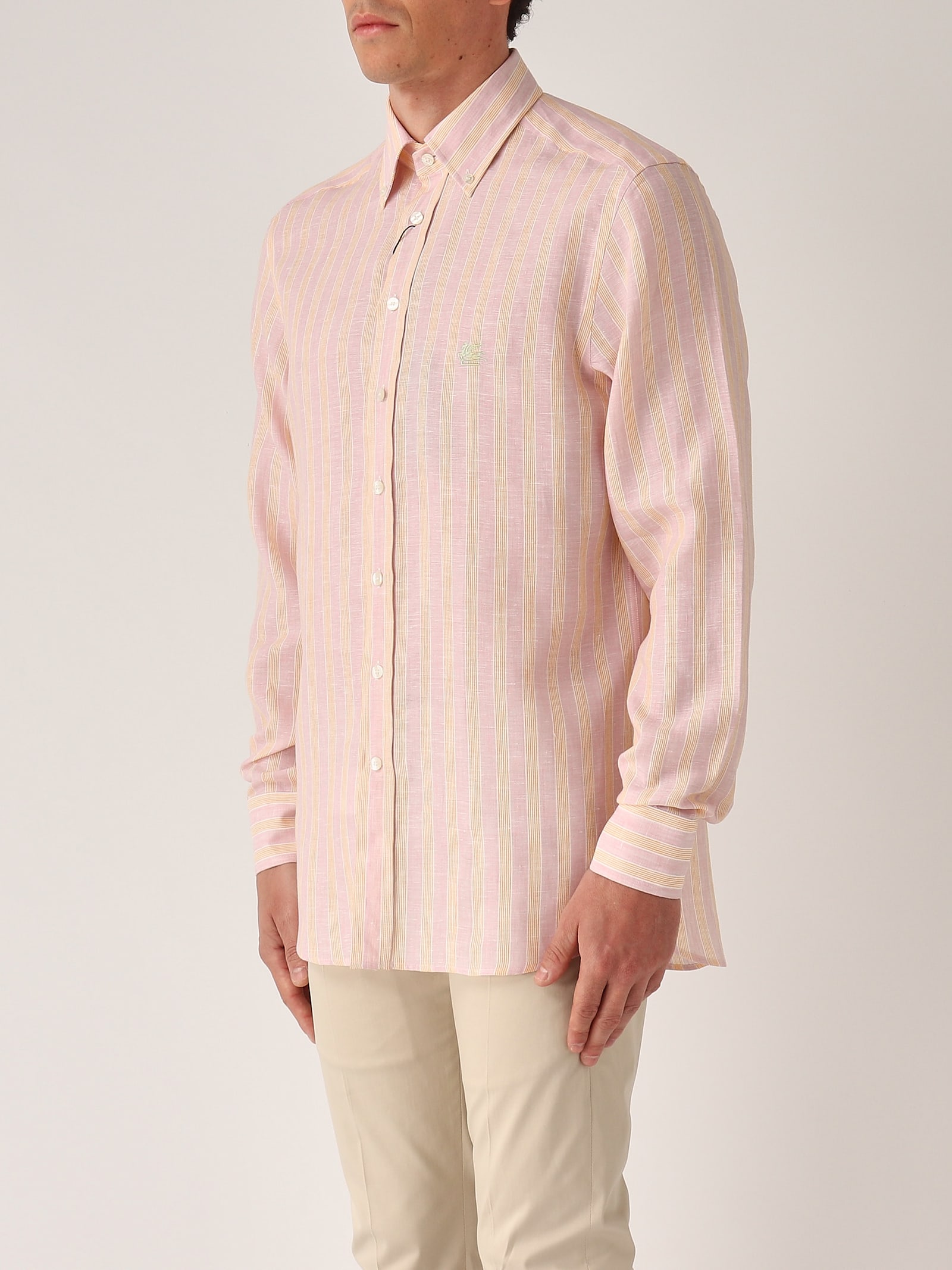 Etro Camicia Bd M/l Shirt In Arancio-rosa