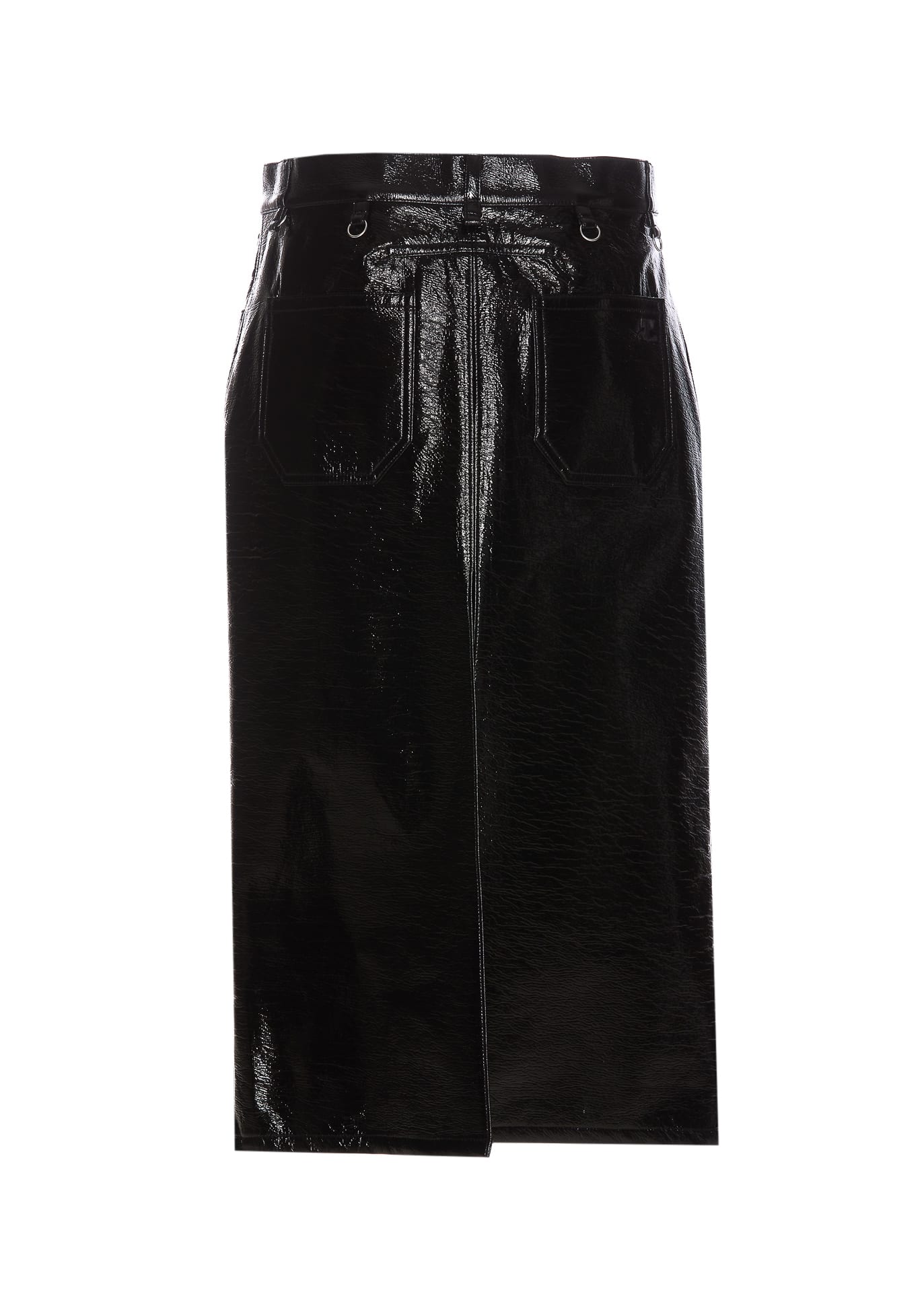 Shop Courrèges Multiflex Vinyl Skirt In Black