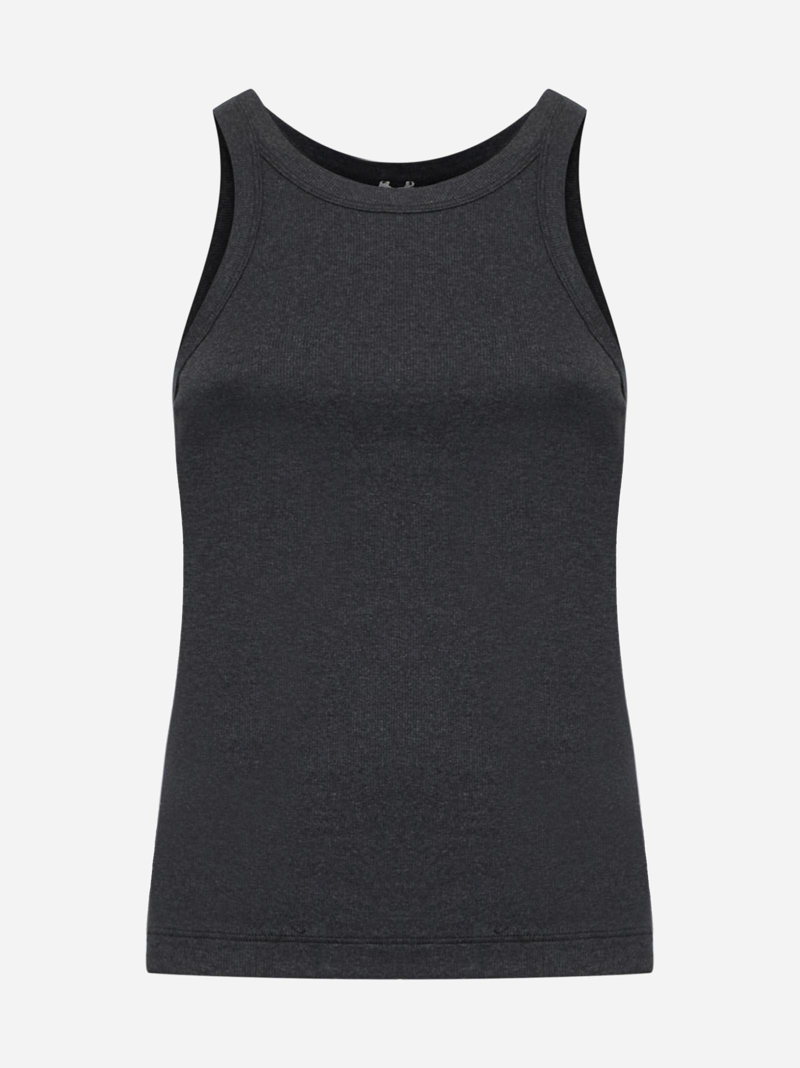 Totême Grey Ribbed Jersey Tank Top