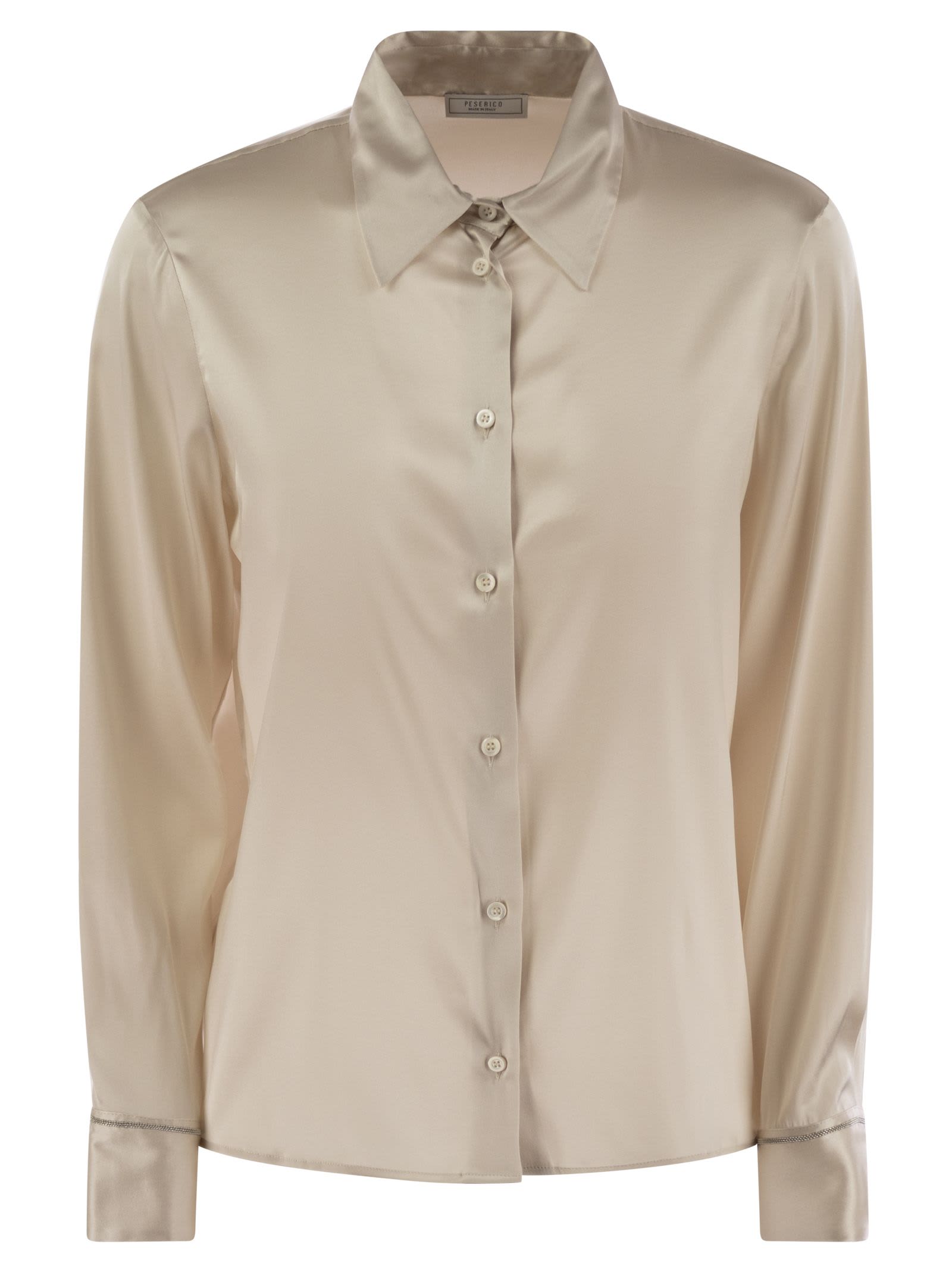 Shop Peserico Silk Crepe Shirt In Pearl