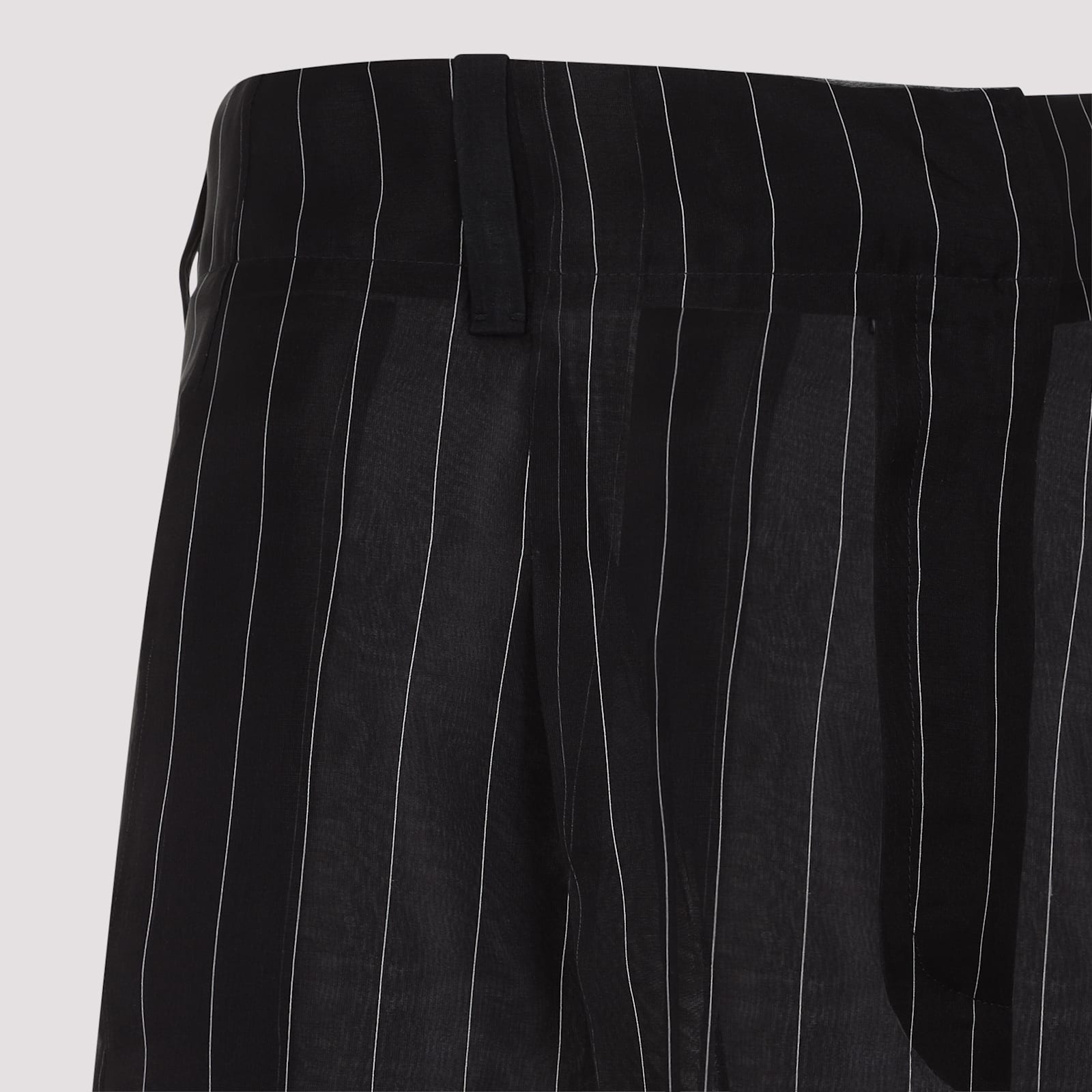 Khaite Trasnlucent Trousers In Black White Stripe