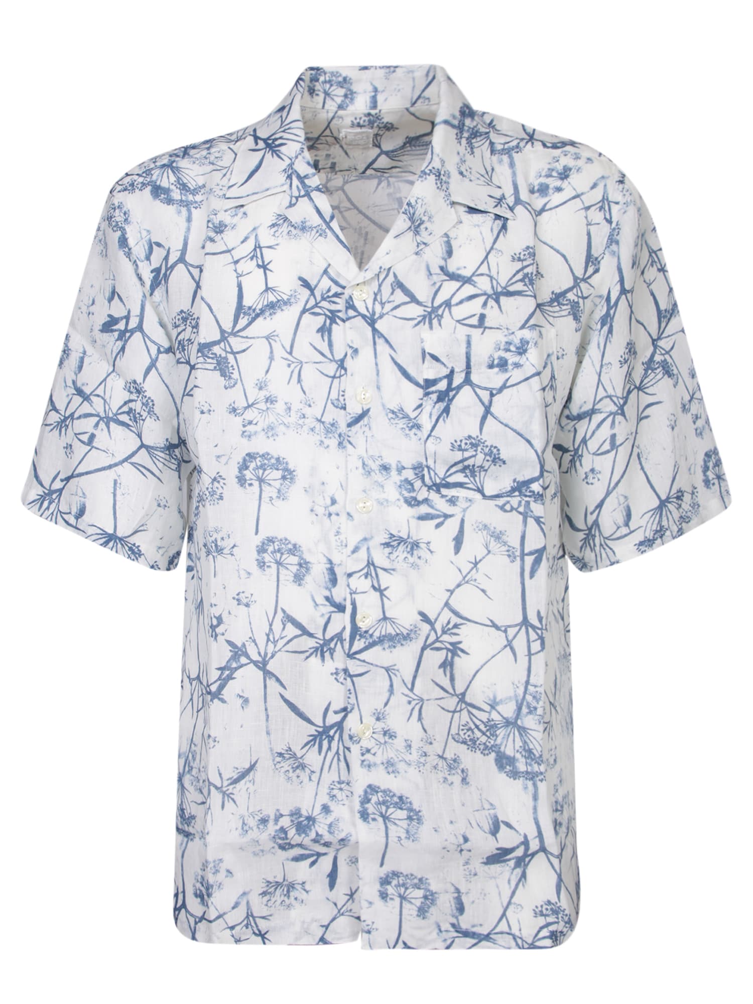 Linen Shirt Blue And White Print