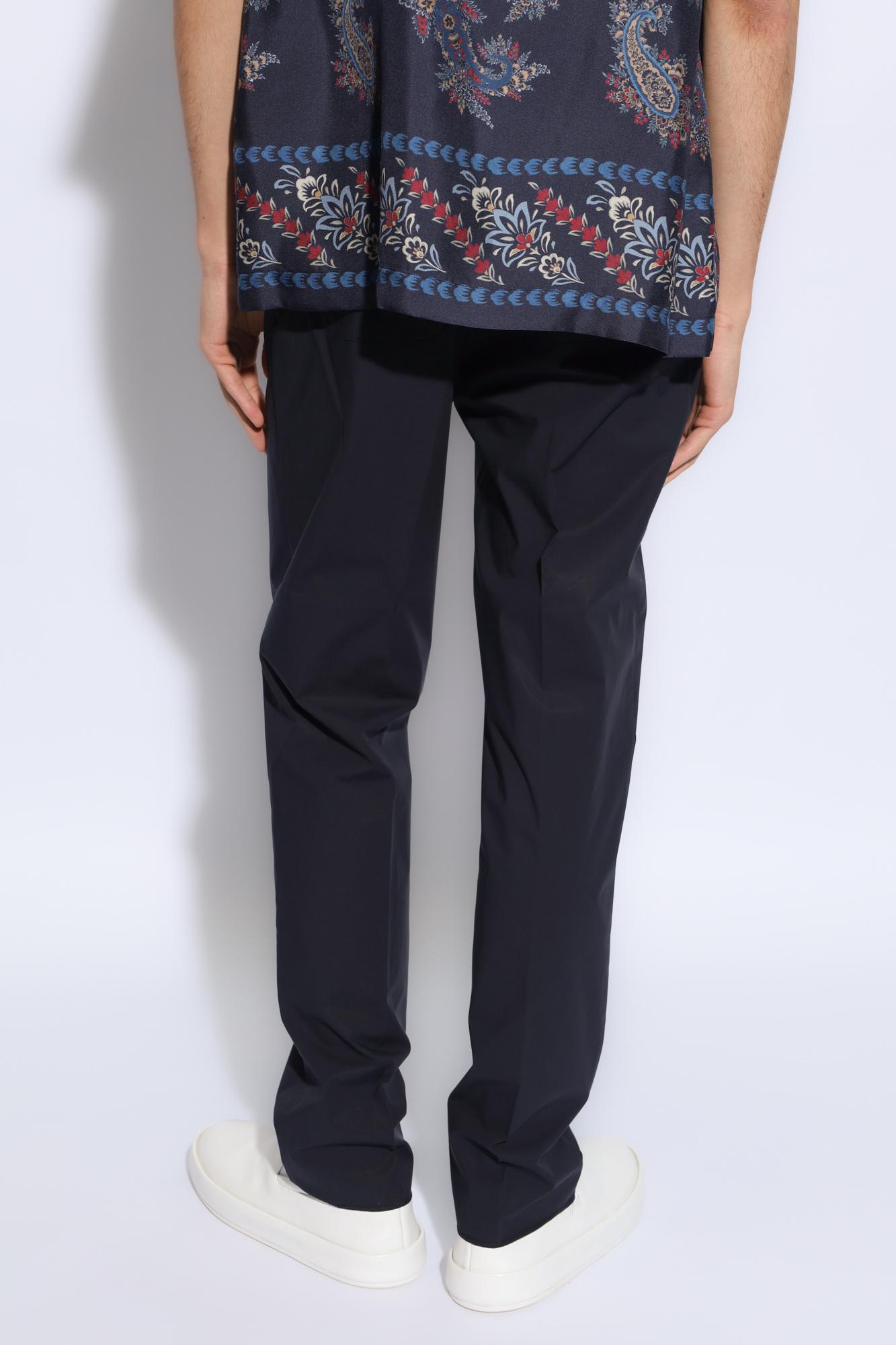 Shop Etro Trousers With Tapered Legs In Blue