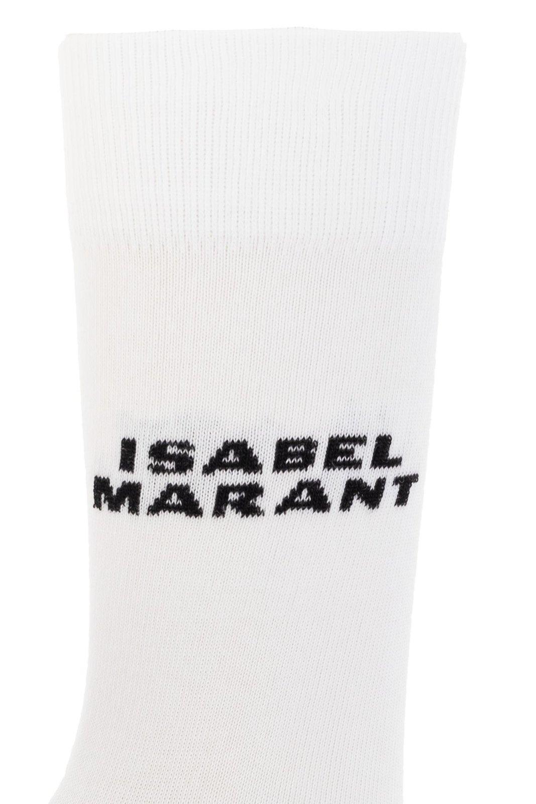 Shop Isabel Marant Logo Intarsia Socks In White