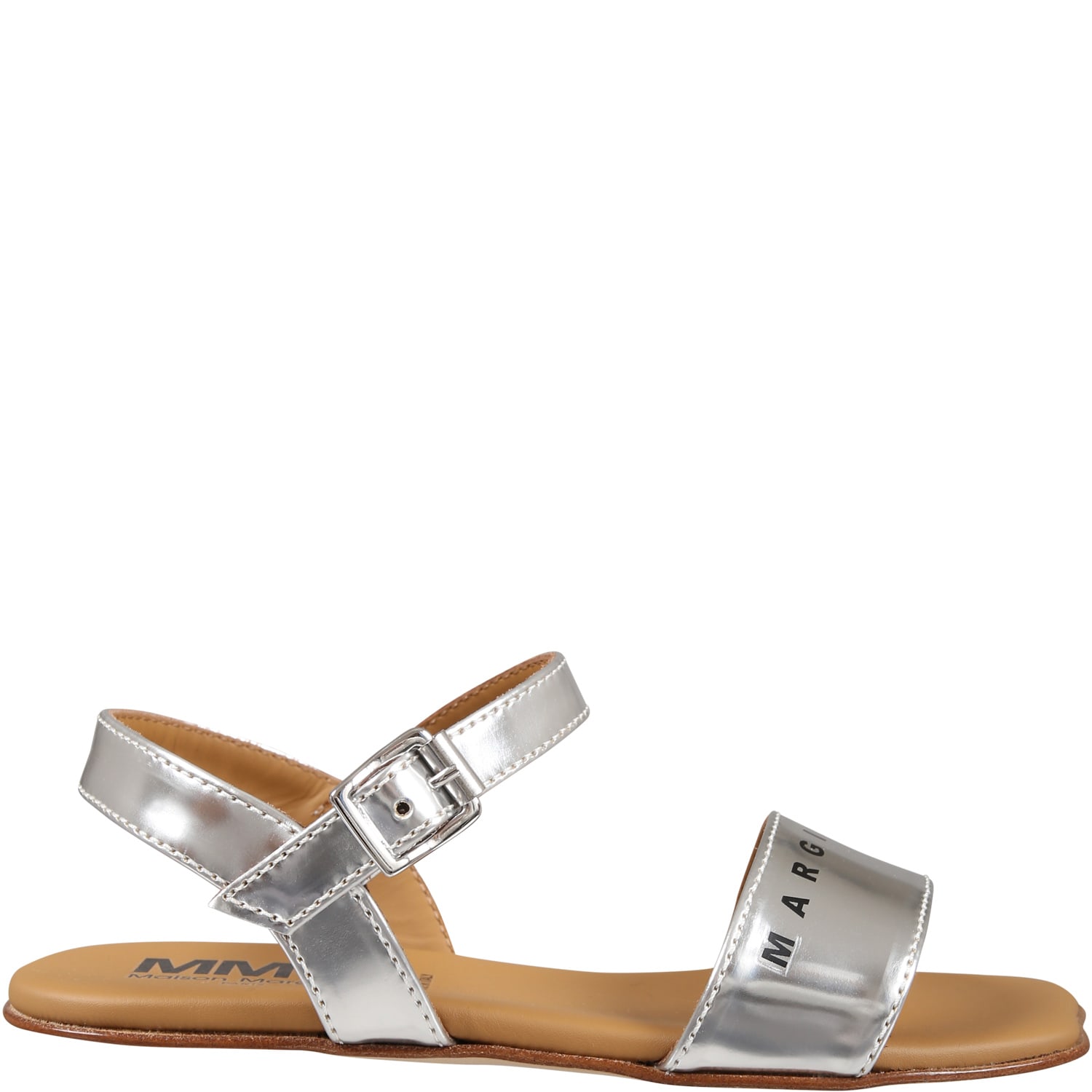 Mm6 Maison Margiela Kids' Silver Sandals For Girl With Logo