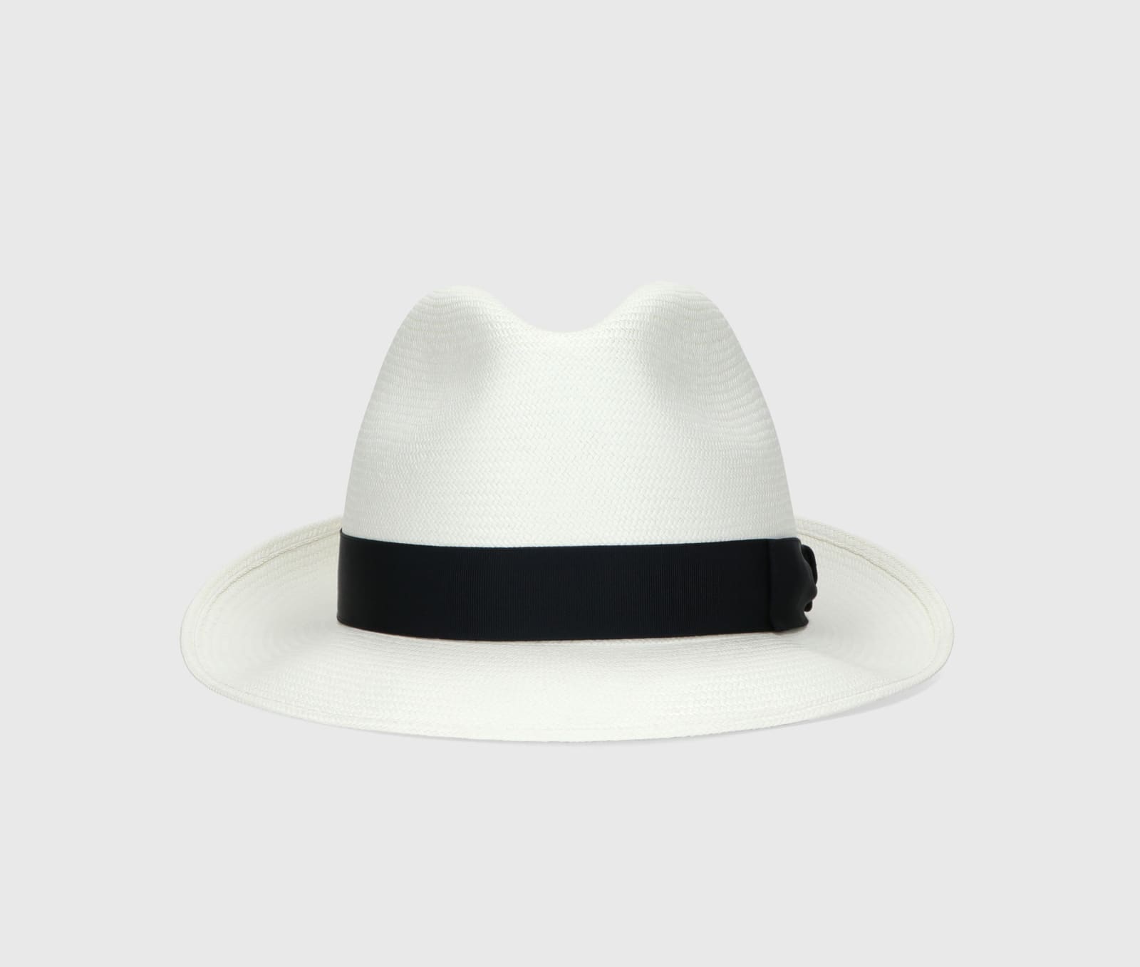 Shop Borsalino Federico Panama Fine Medium Brim In White, Dark Blue Hat Band