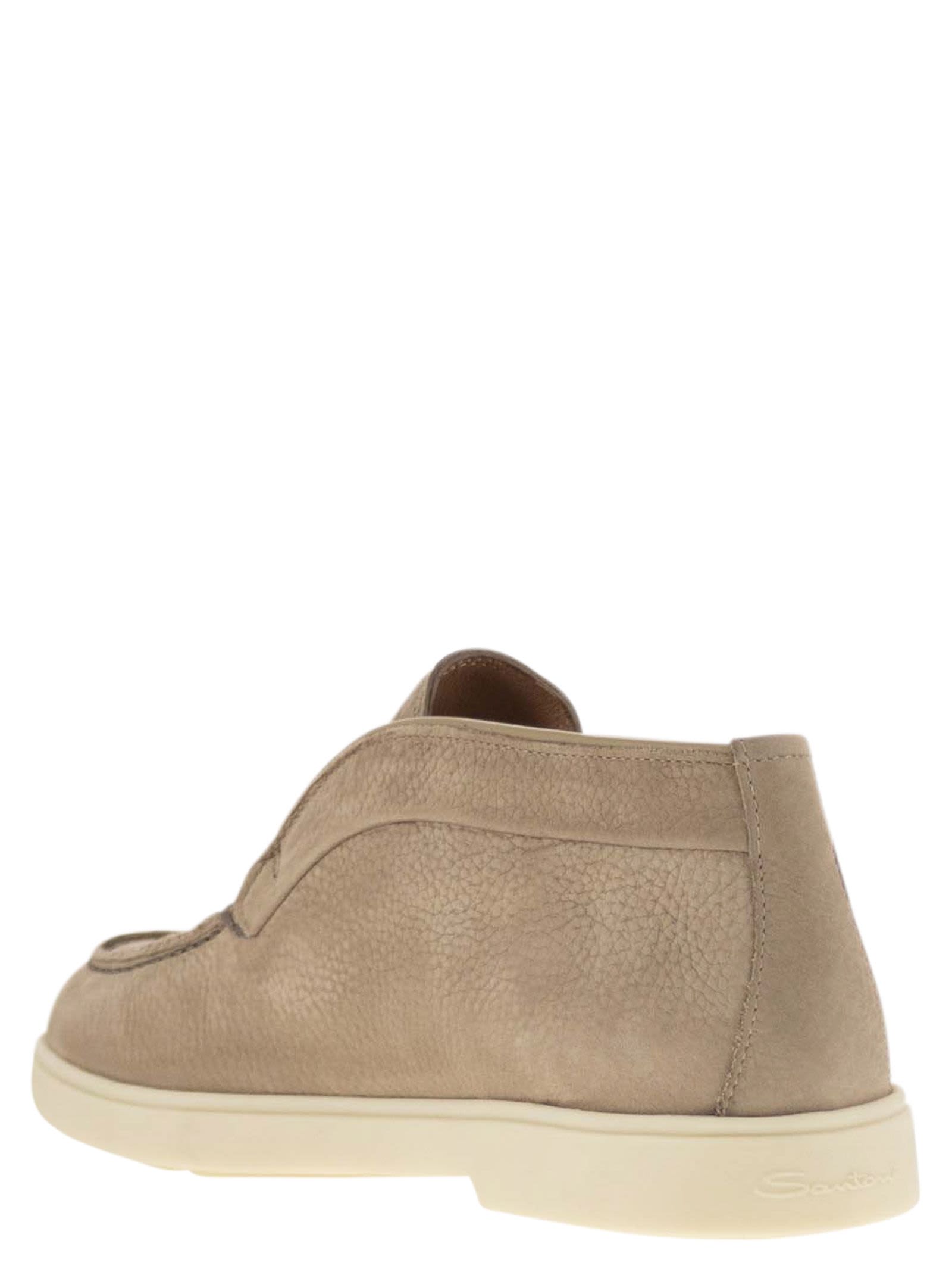 Shop Santoni Desert Boot In Nubuck In Beige