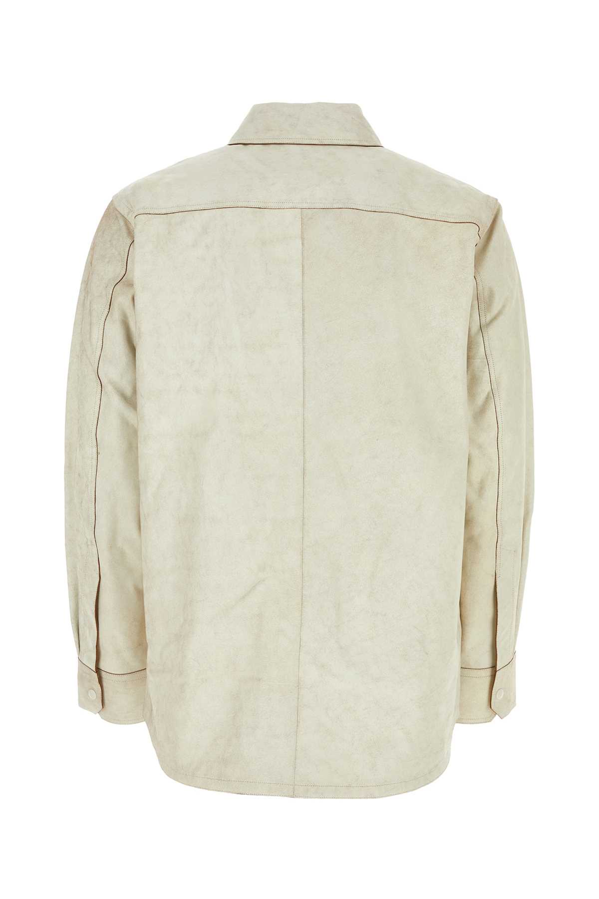Shop Helmut Lang Chalk Leather Shirt In White