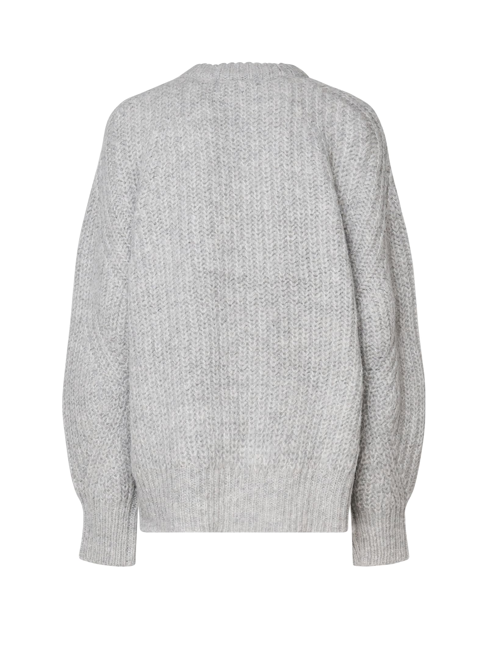 Shop Rotate Birger Christensen Knitted Logo Sweatshirt In Opal Gray