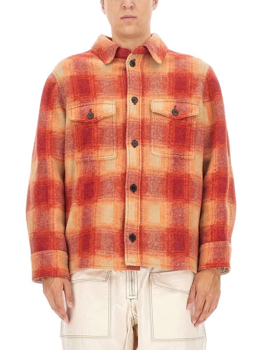 Shop Isabel Marant Checked Long-sleeved Shirt In Orange