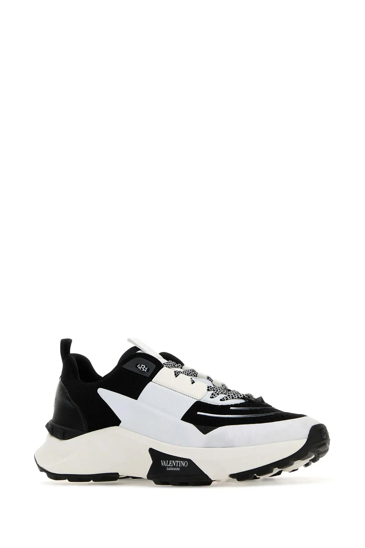 Shop Valentino Two-tone Fabric And Mesh True Act Sneakers In Black