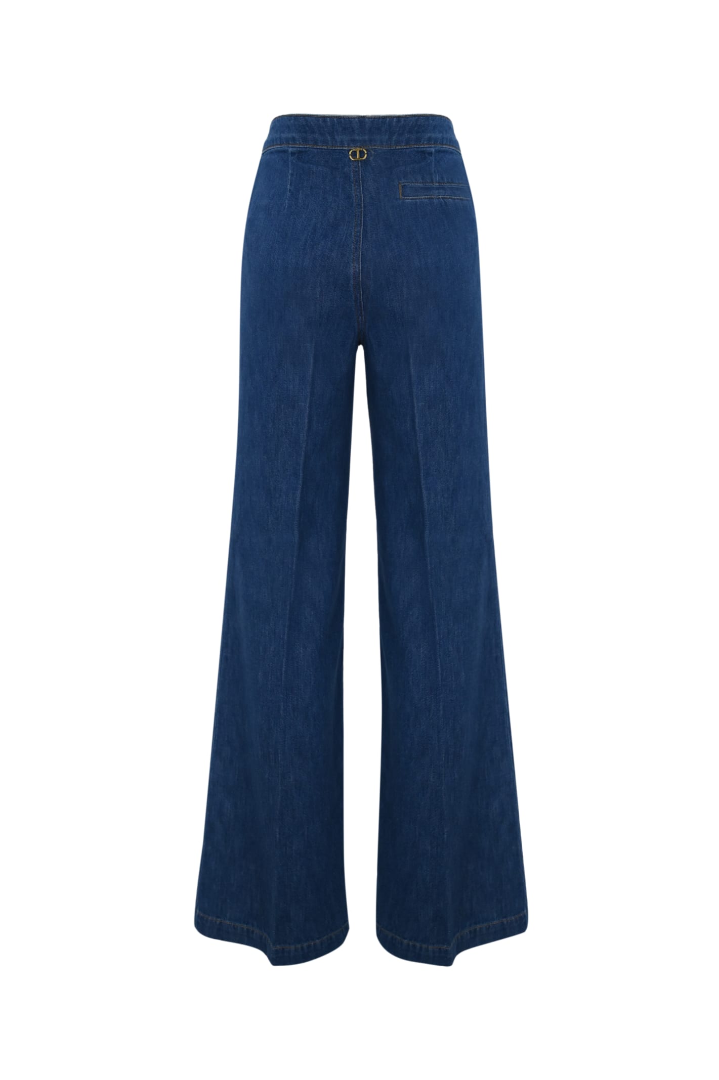 Shop Twinset Tailored Wide Leg Denim Trousers