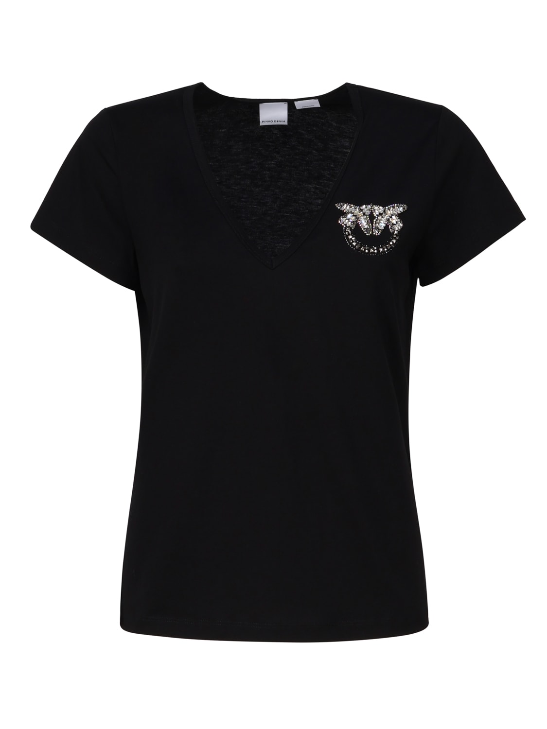 Shop Pinko V-neck T-shirt With Logo In Black