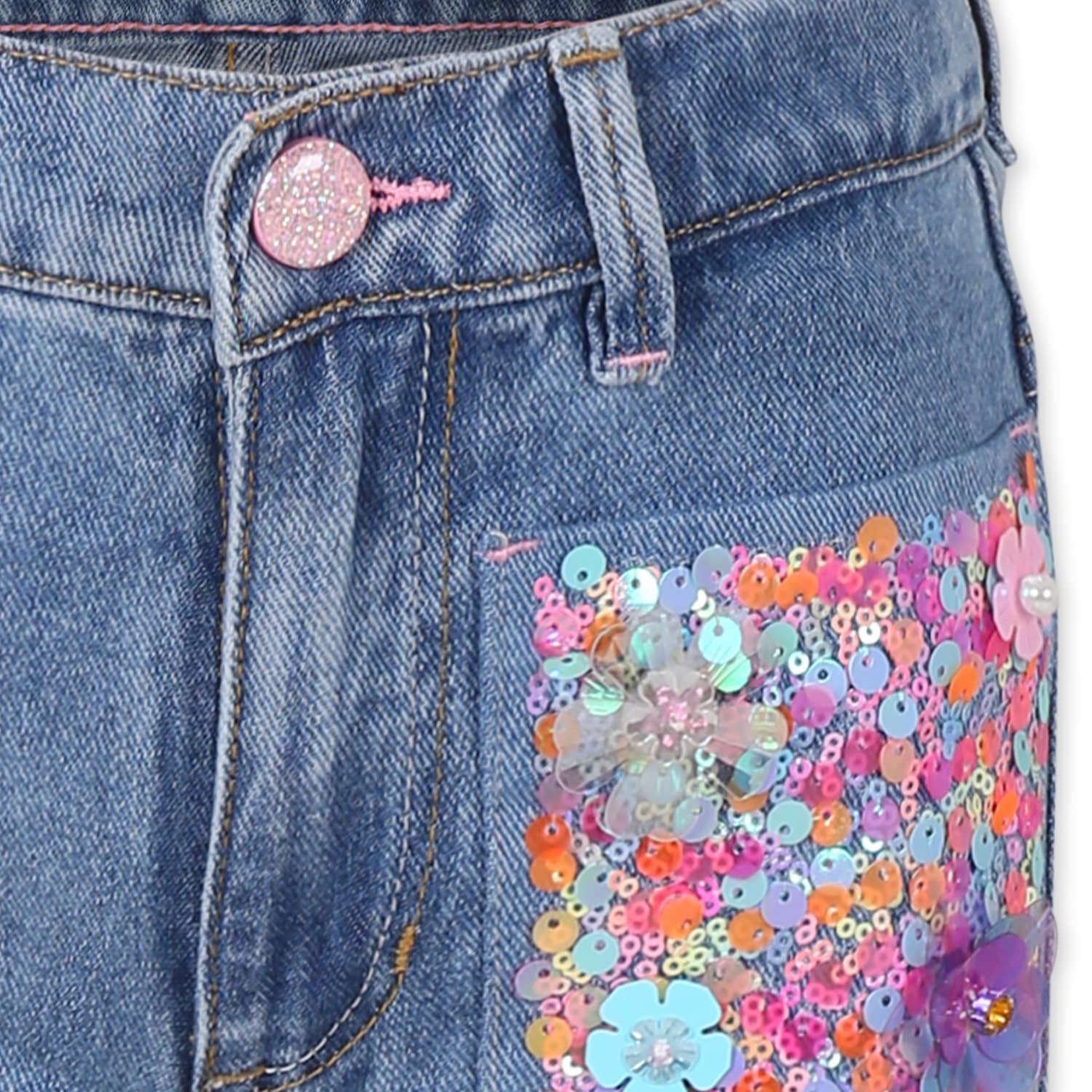 Billieblush Sequin-trimmed Jeans In Denim