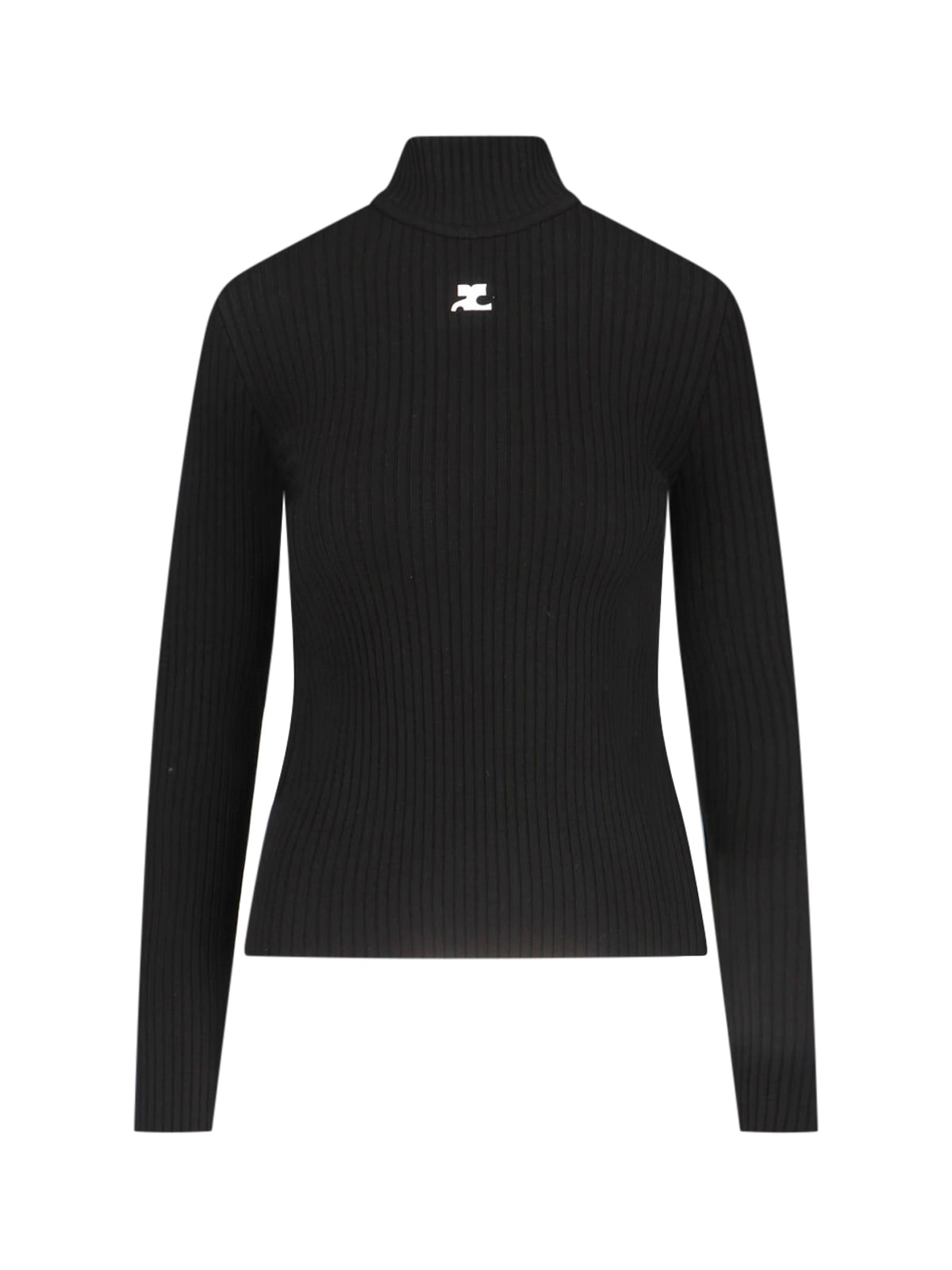 Shop Courrèges Logo Turtleneck Sweater In Black