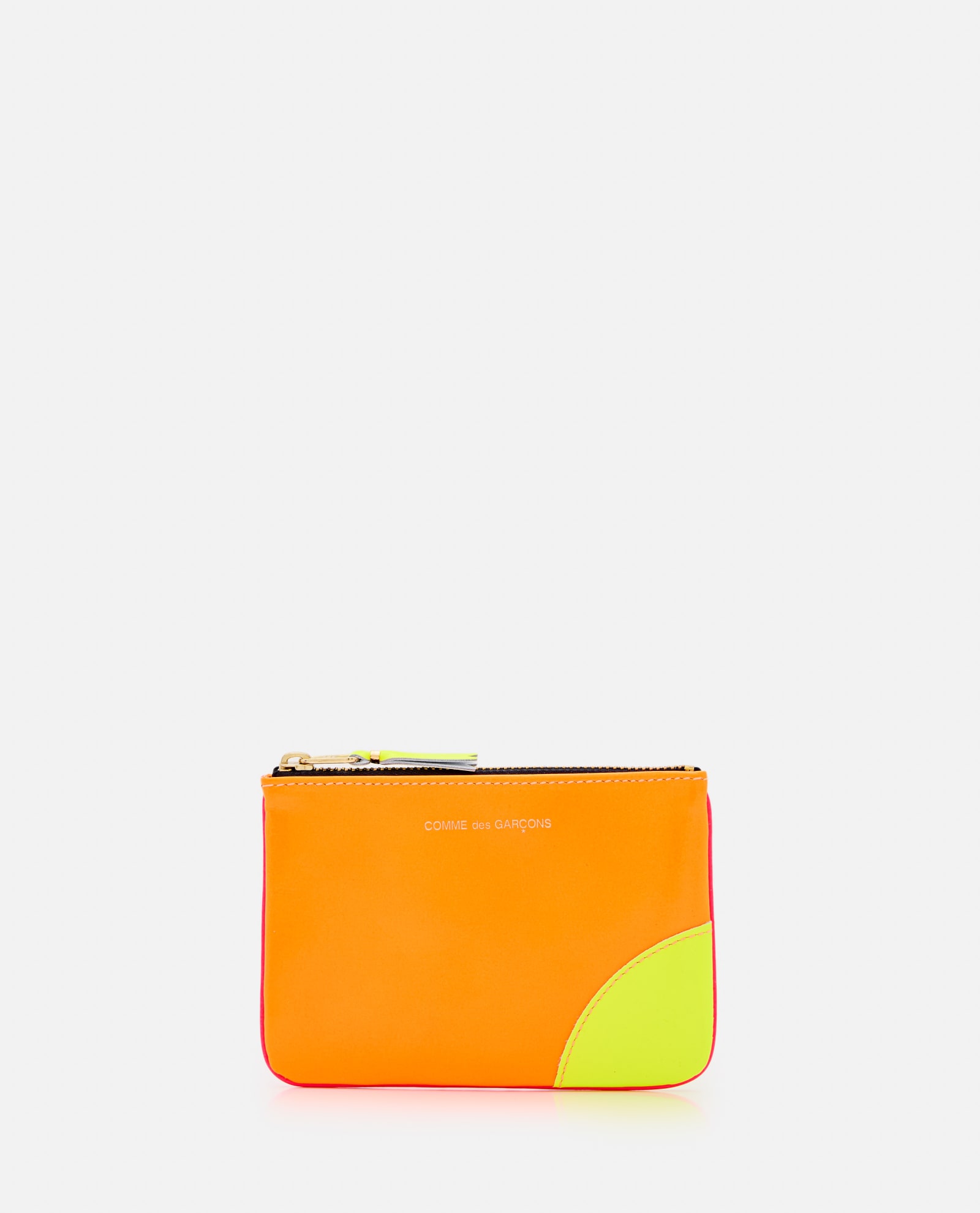 Shop Comme Des Garçons Play Super Fluo Leather Line Wallet In Orange