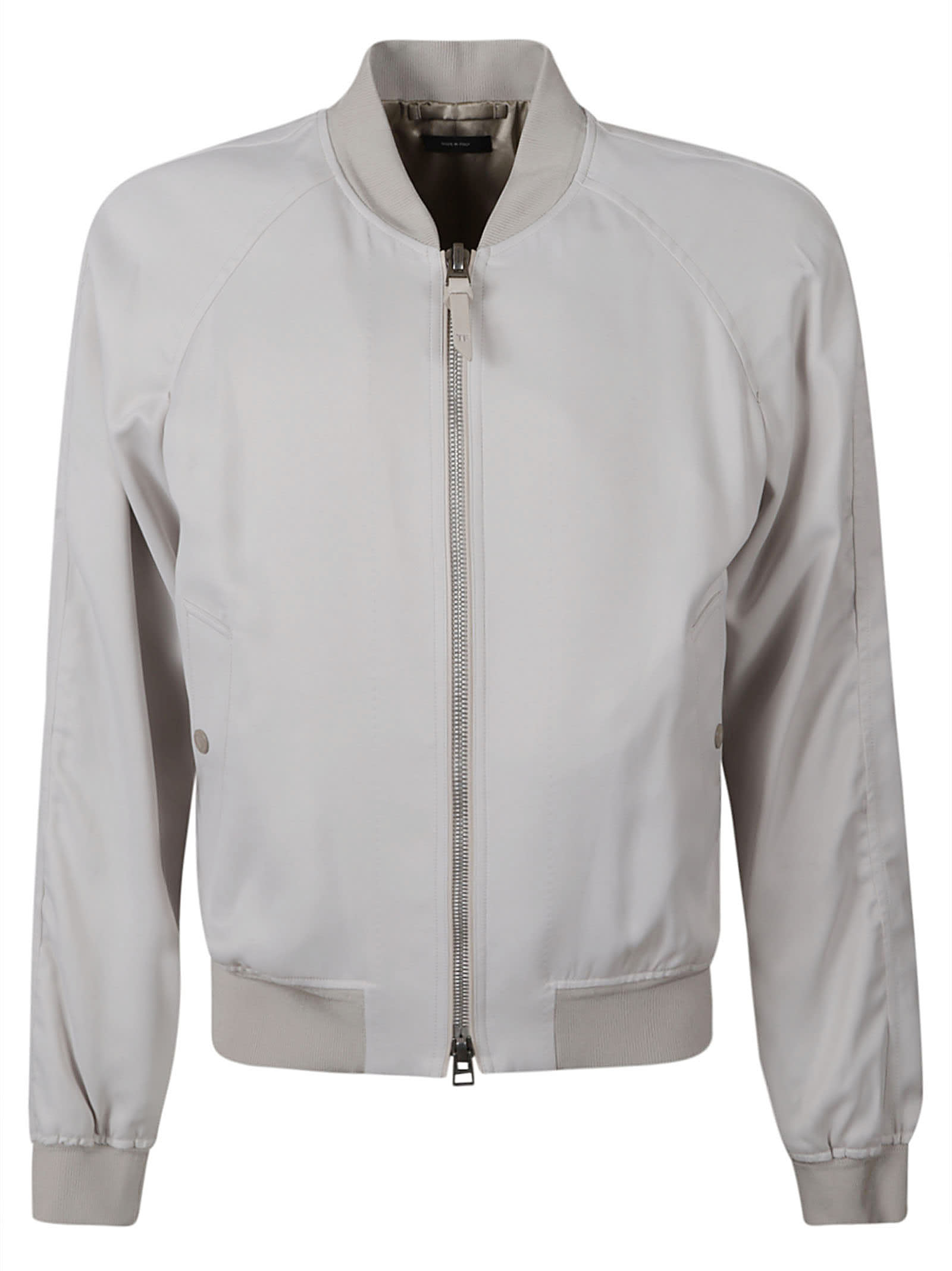 Shop Tom Ford Classic Fitted Zipped Bomber In Ivory