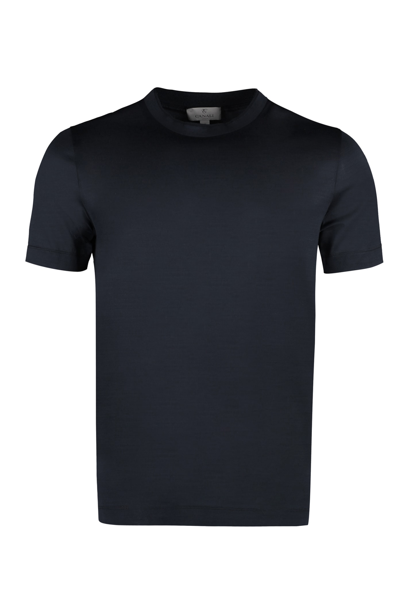 Shop Canali Cotton Crew-neck T-shirt In Blue