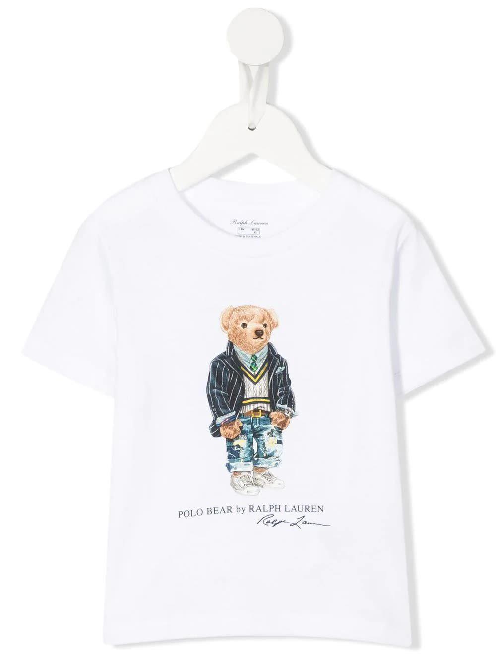 Ralph Lauren Baby White T-shirt With Polo Bear On The Front