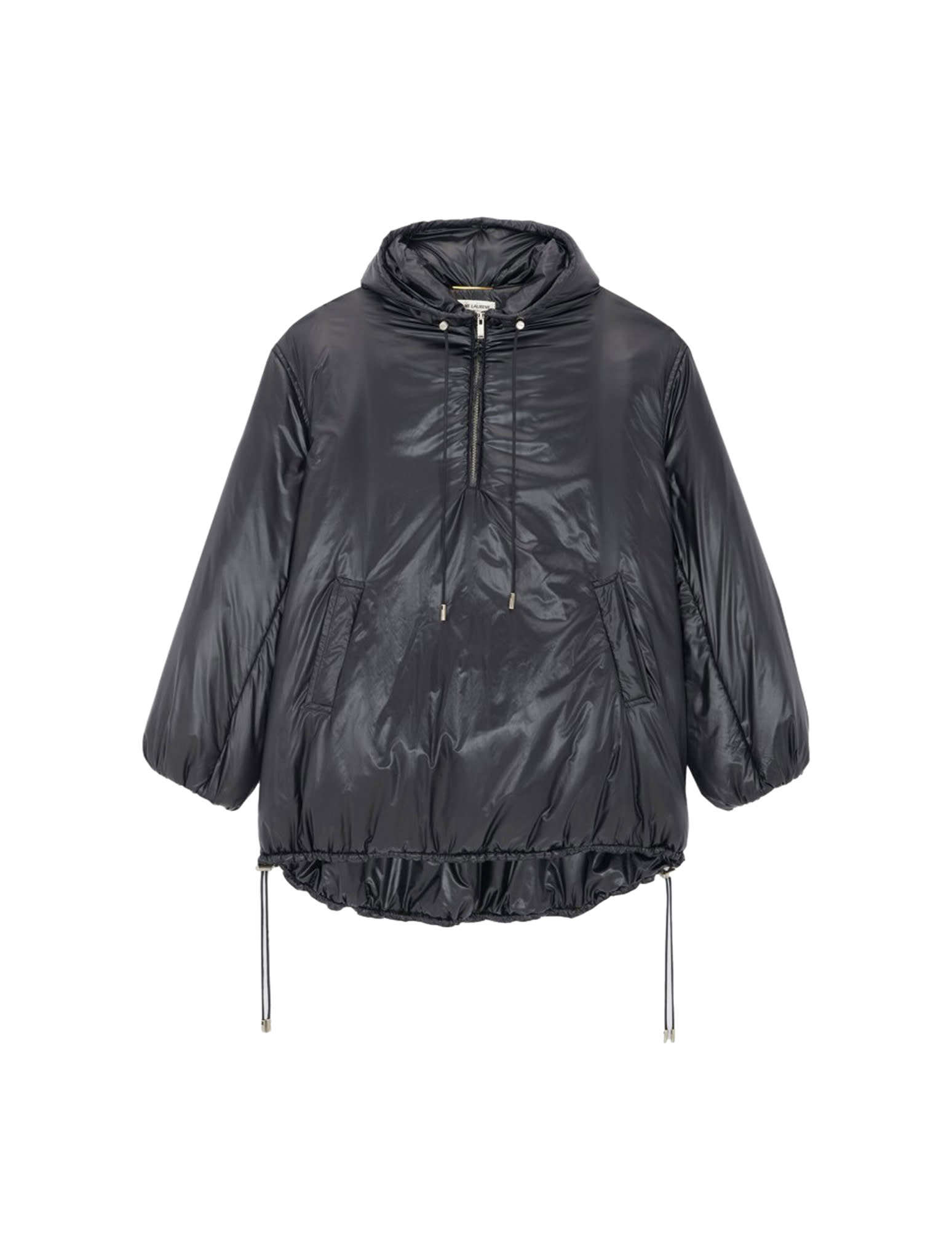 Saint Laurent Cassandre Padded Hooded Jacket In Black