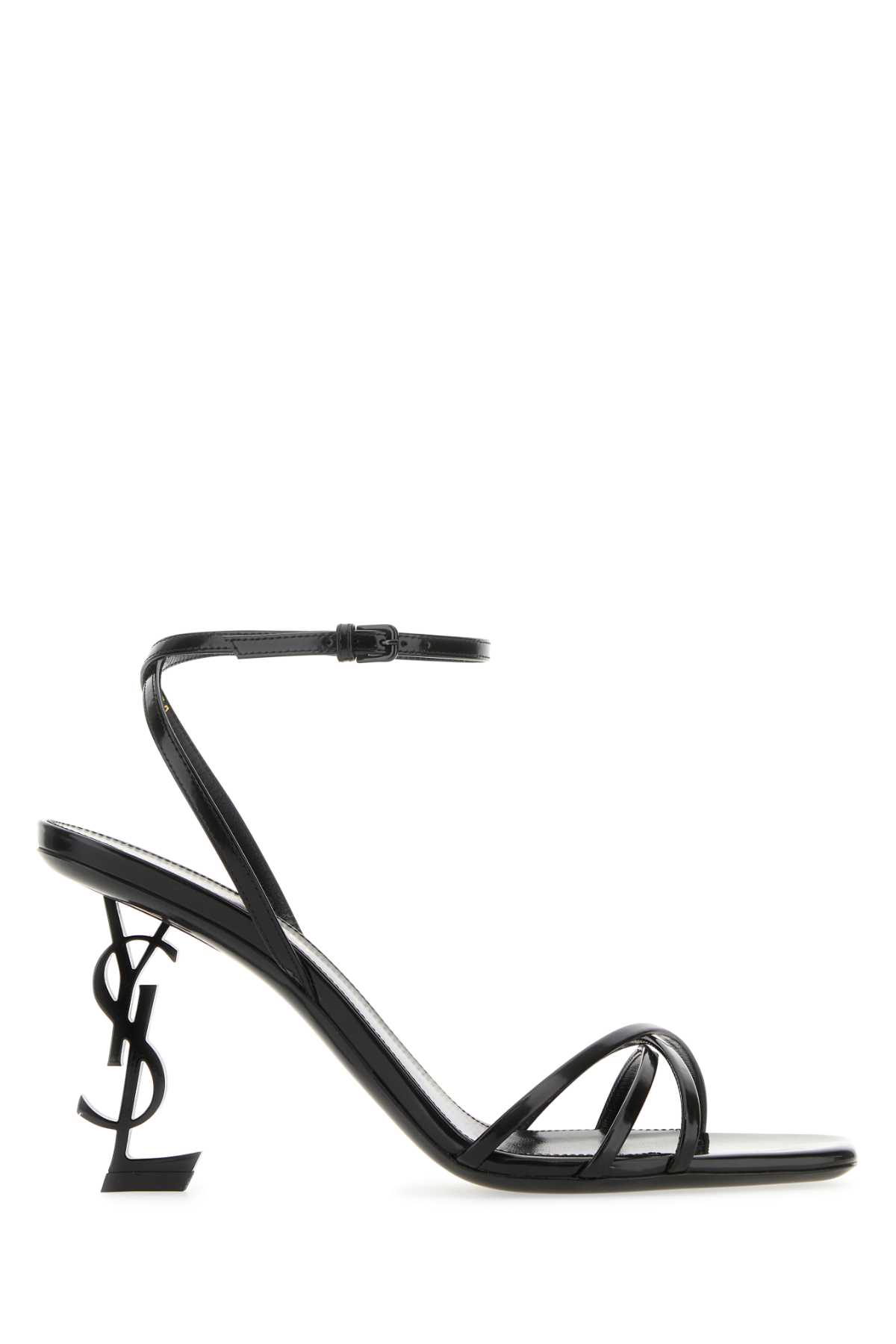 Shop Saint Laurent Black Leather Opyum 85 Sandals In Nero