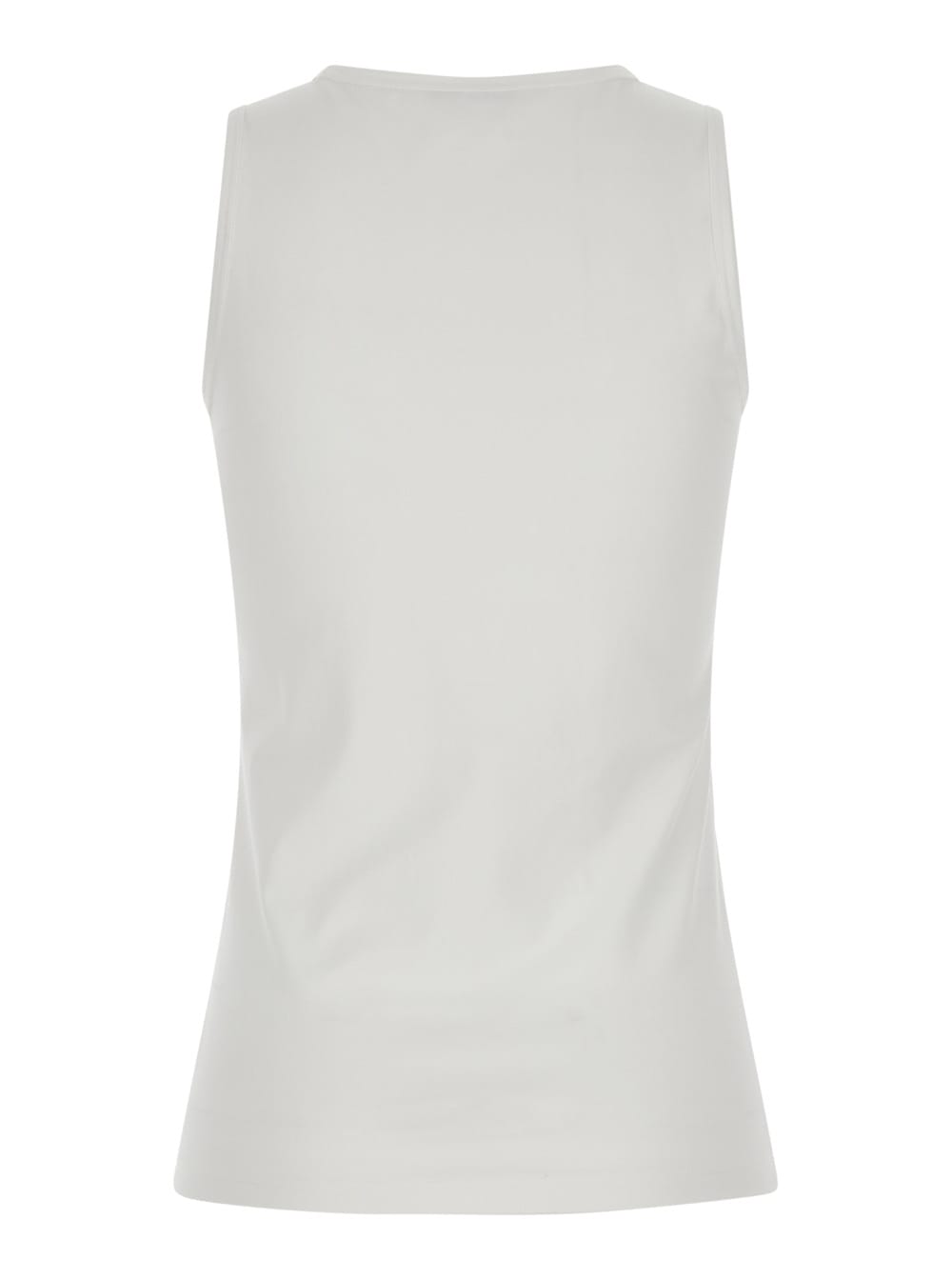 Shop Jil Sander White Basic Tank Top With Embroidered Logo In Cotton Woman