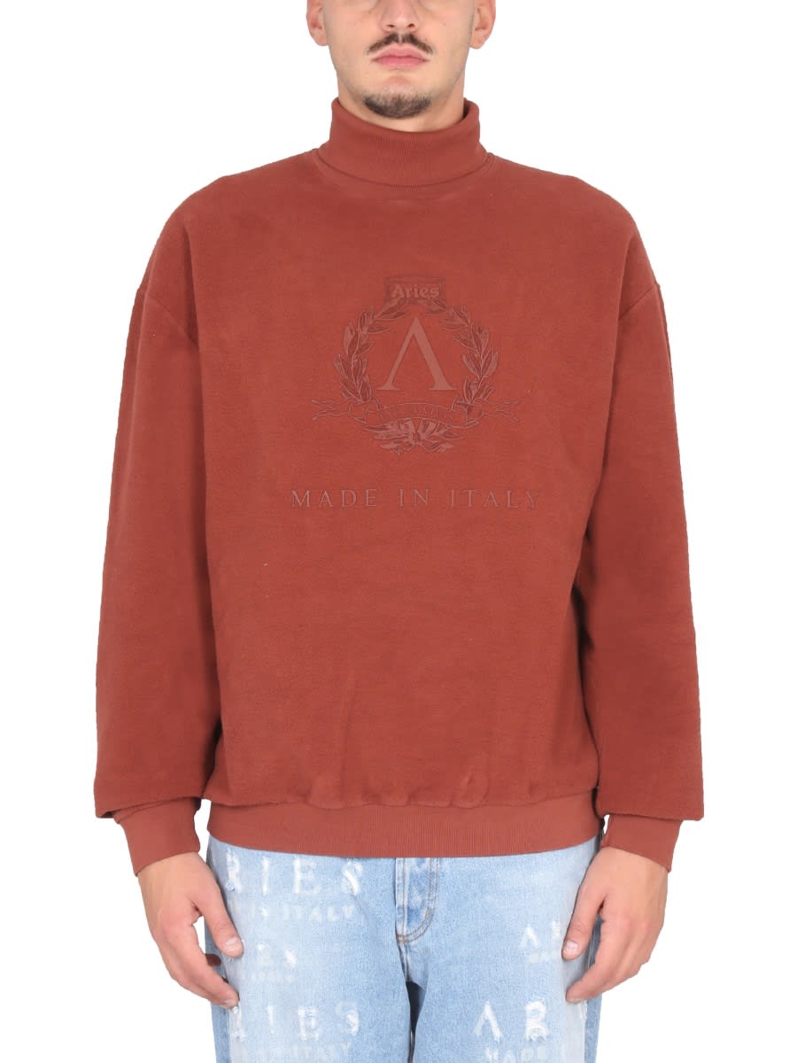 Shop Aries Turtleneck Sweatshirt In Bordeaux