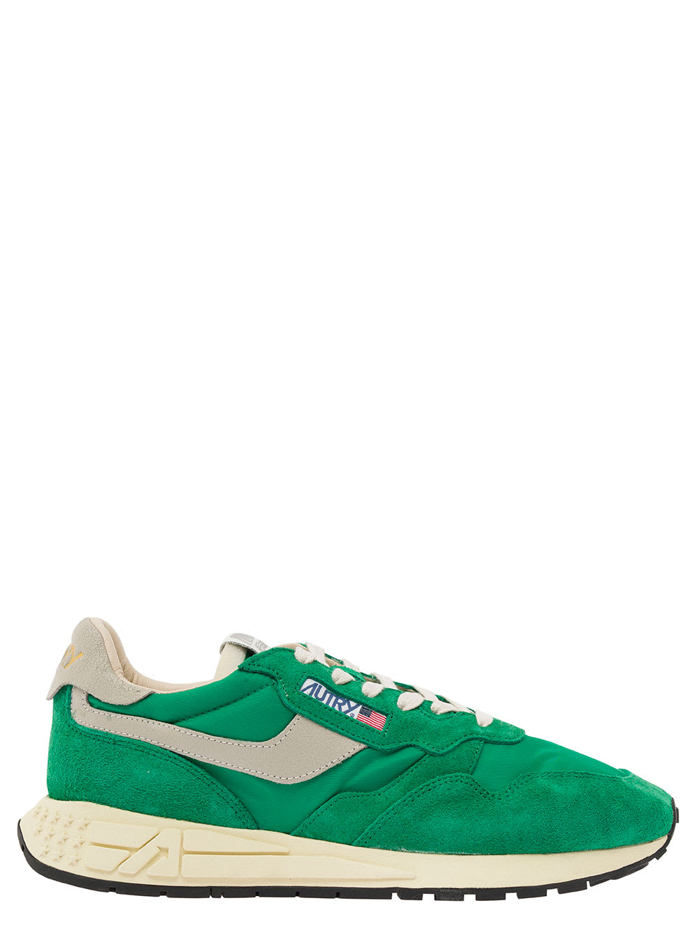 Shop Autry Reel Wind Green Low Top Sneakers With Logo Detail In Suede Man