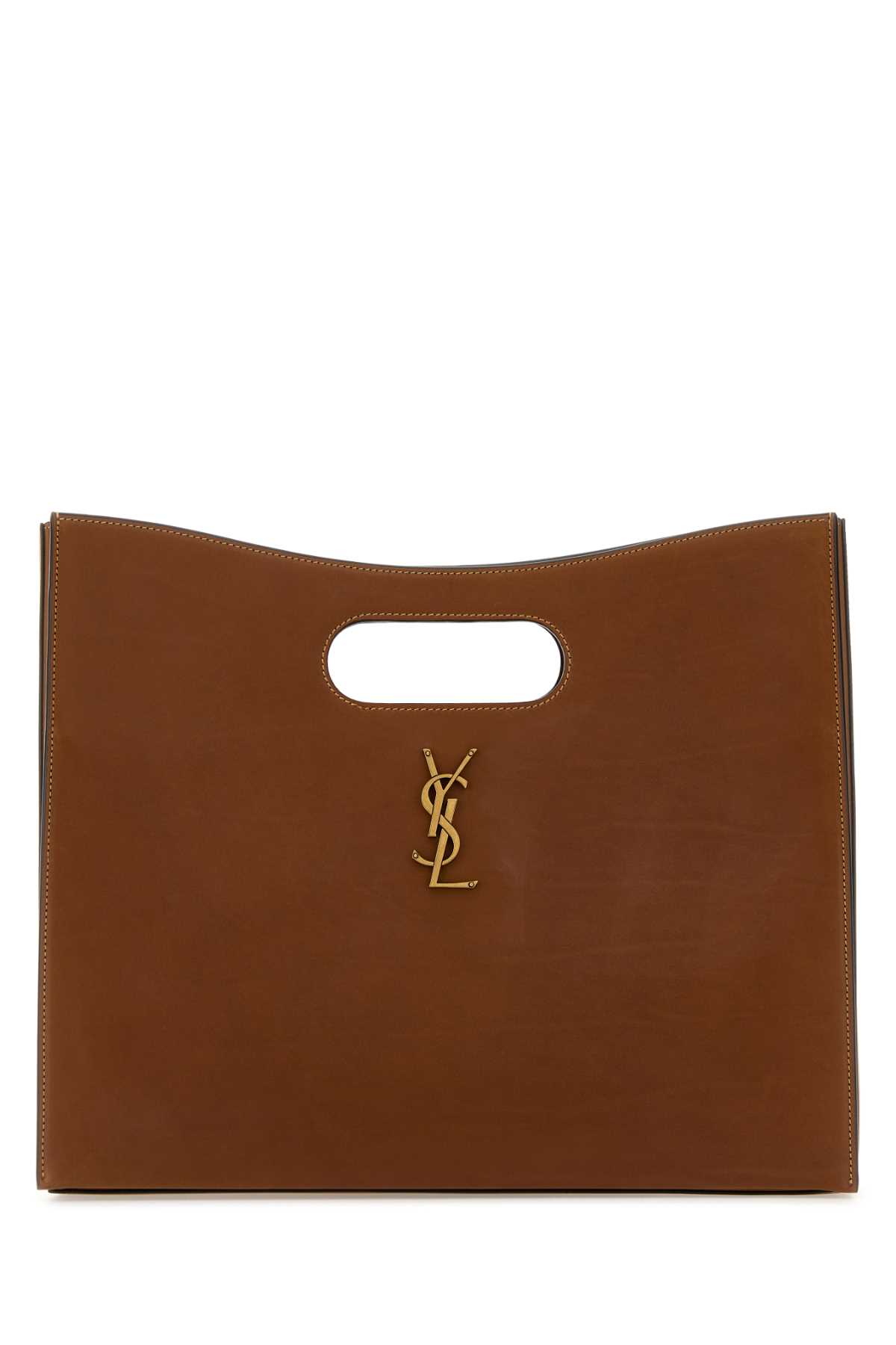 Shop Saint Laurent Caramel Leather Junon Handbag In Brickebonydk