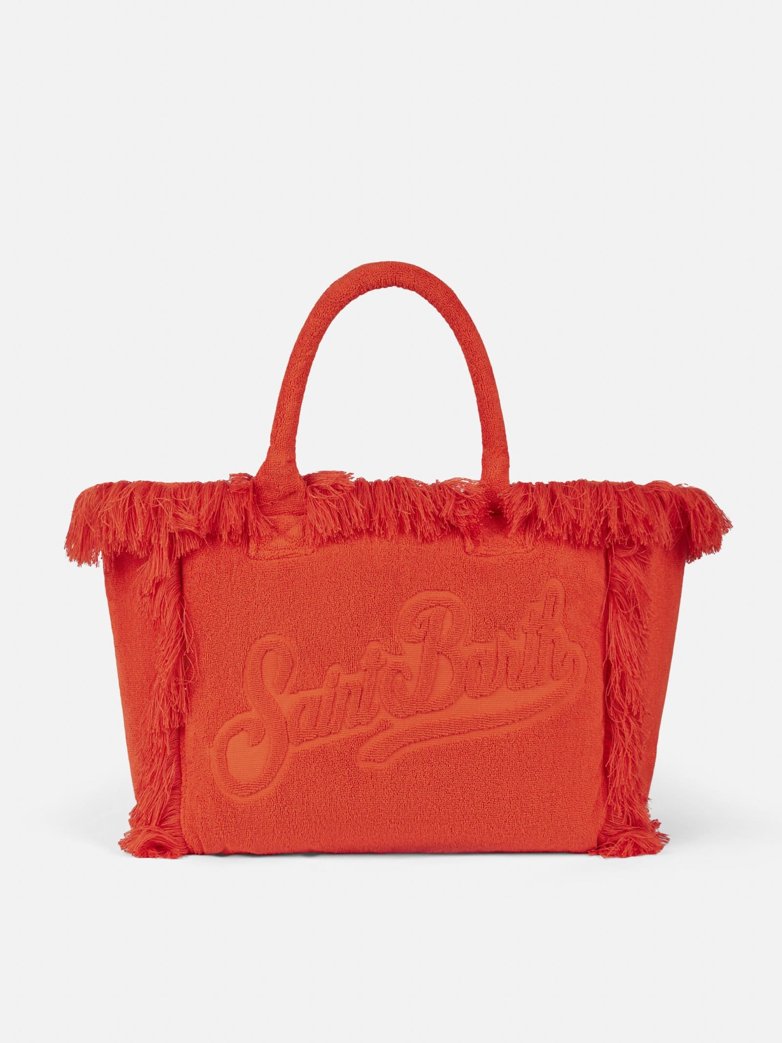 Mc2 Saint Barth Vanity Orange Terry Shoulder Soft Bag With Embossed Logo In Orange