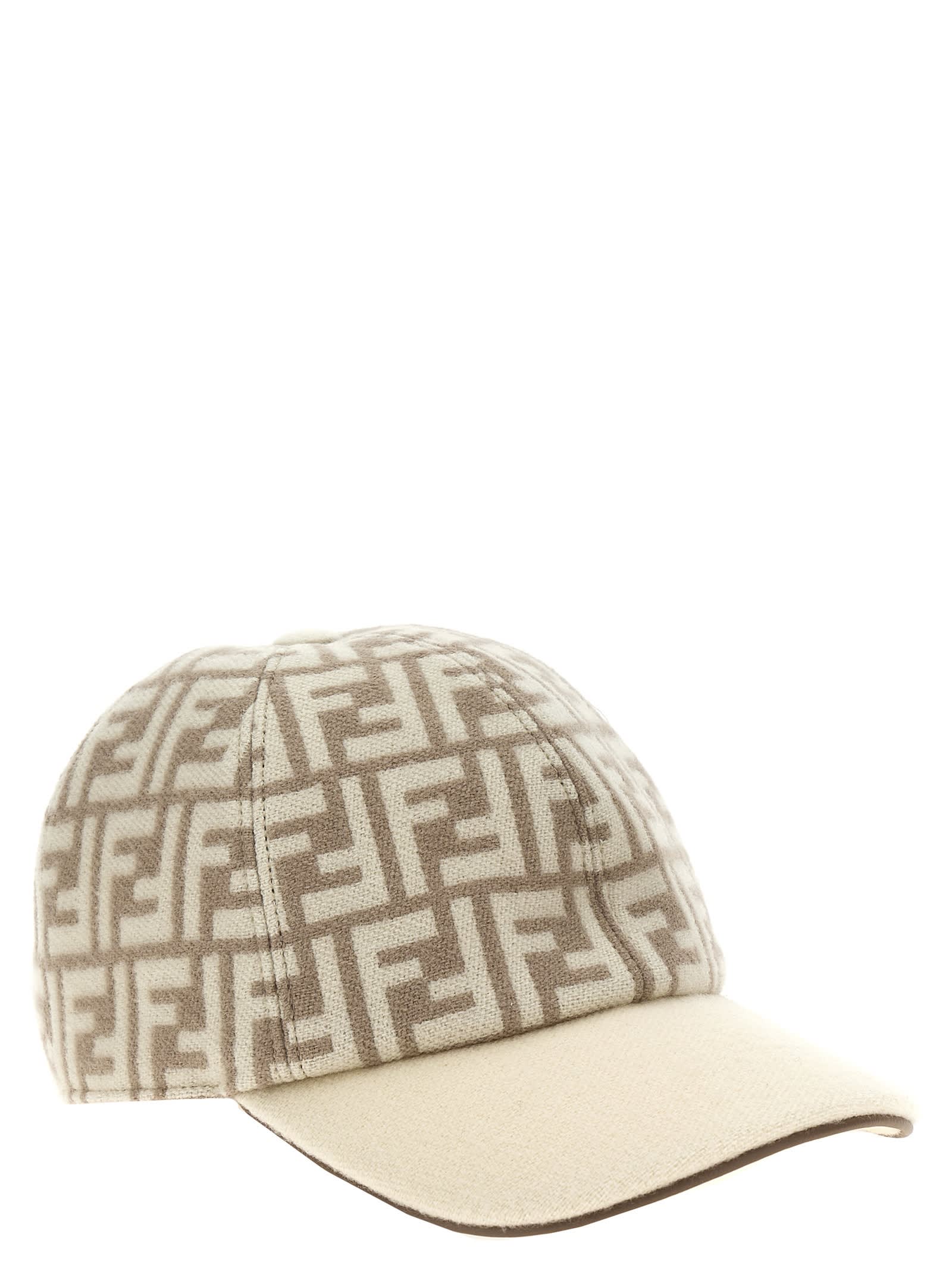 Shop Fendi Ff Cap In Beige