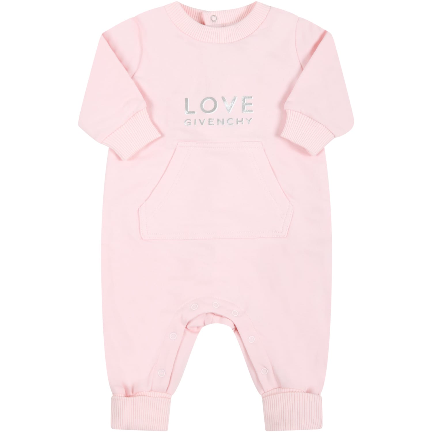 Givenchy Pink Babygrow For Baby Girl With Logo