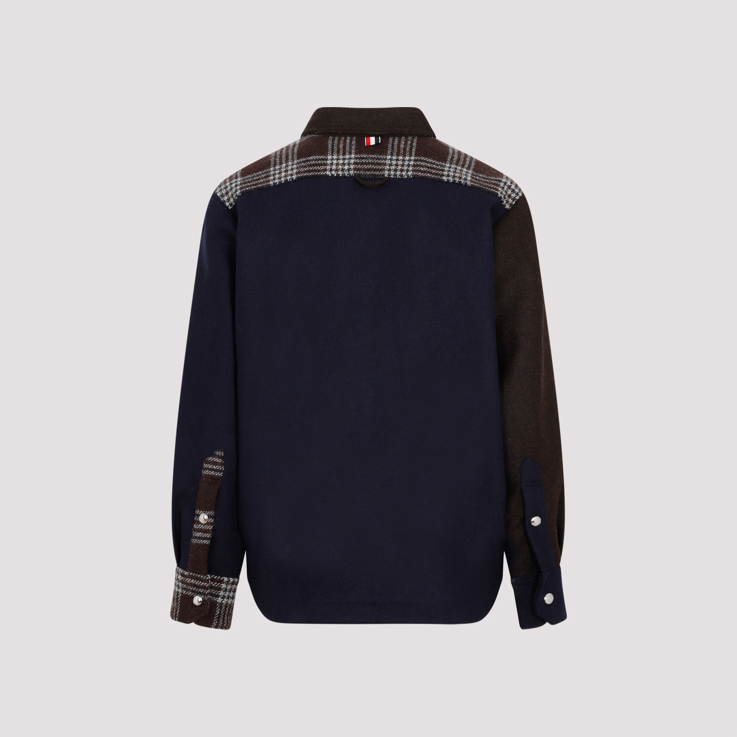 Shop Thom Browne Snap Front Shirt Jacket In Funmix In Dark Brown