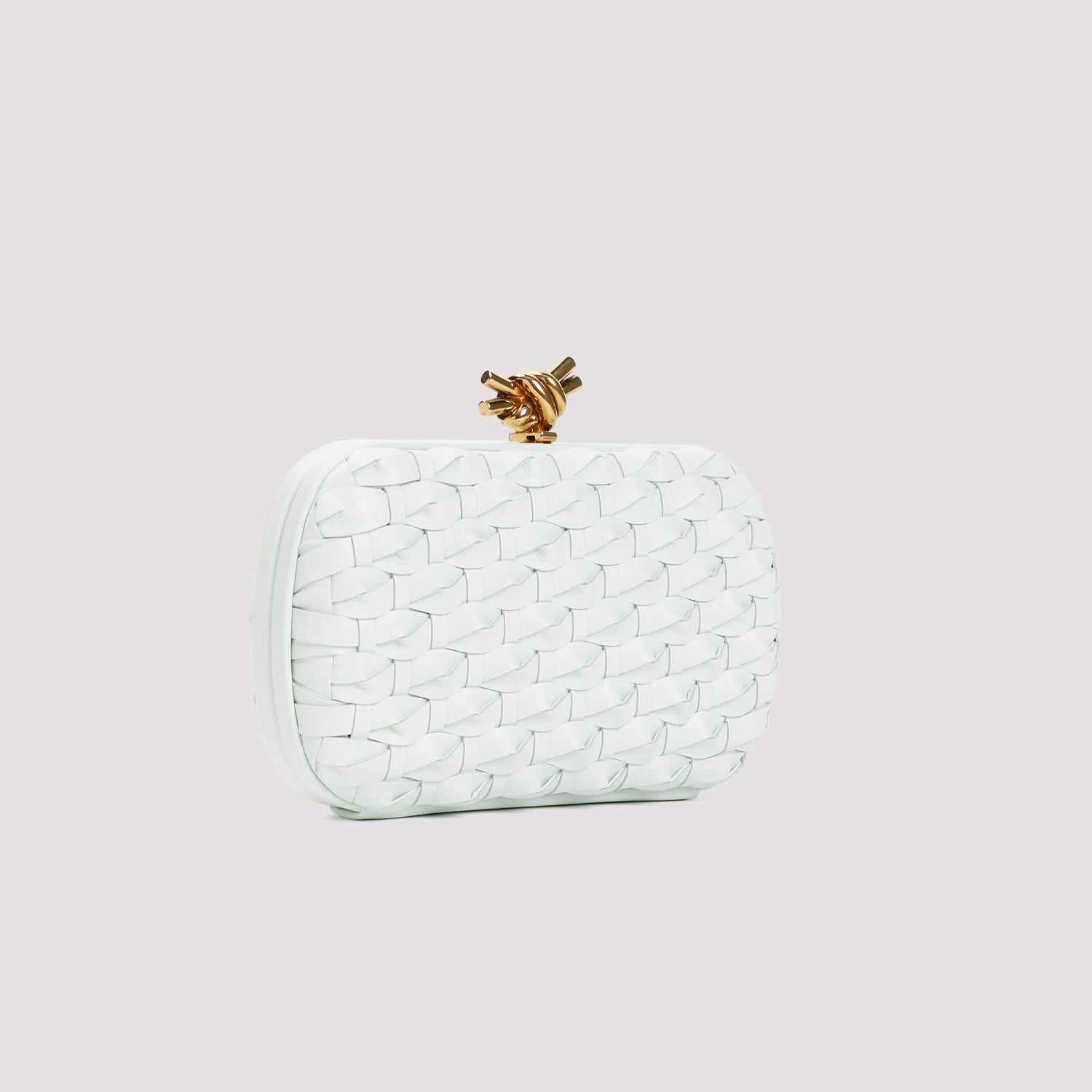 Shop Bottega Veneta Knot Minaudiere Bag In Glacier Brass