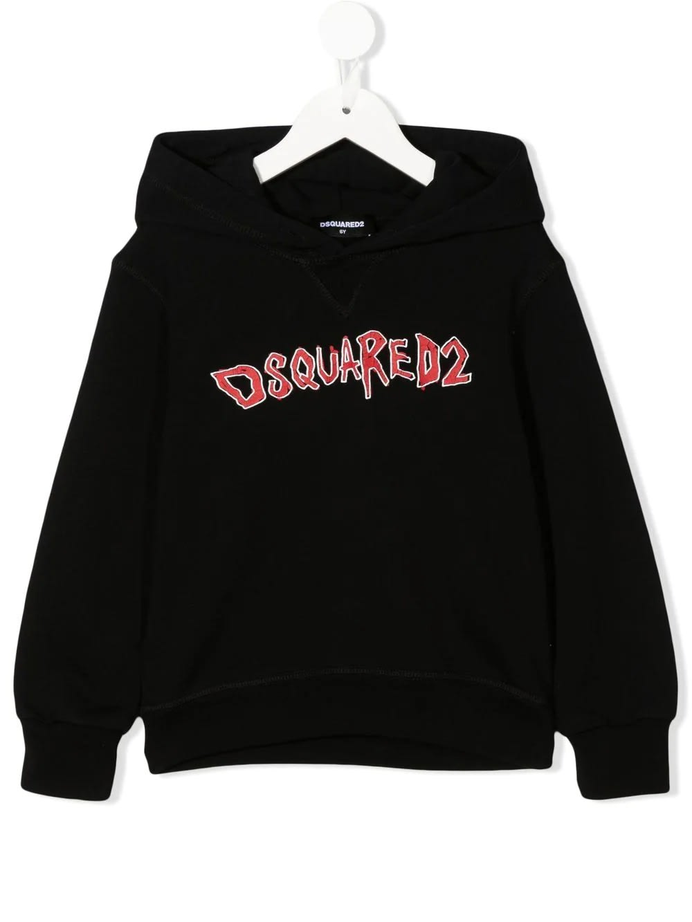 Dsquared2 Kids Black Hoodie With Graffiti Style Contrast Logo