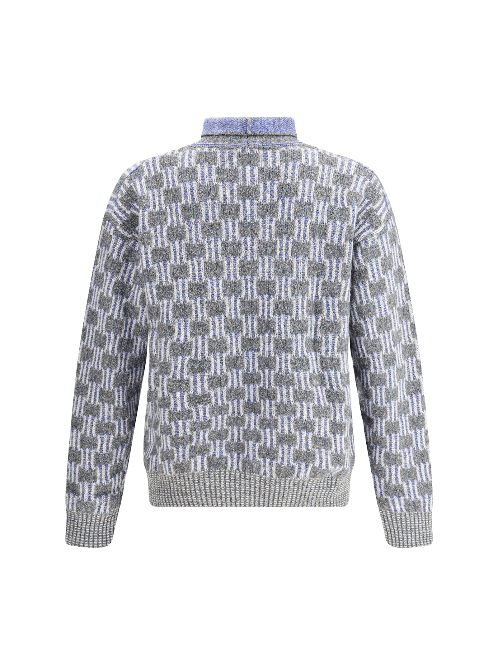 Giorgio Armani Men Graphic Pattern Turtleneck Sweater In Gray